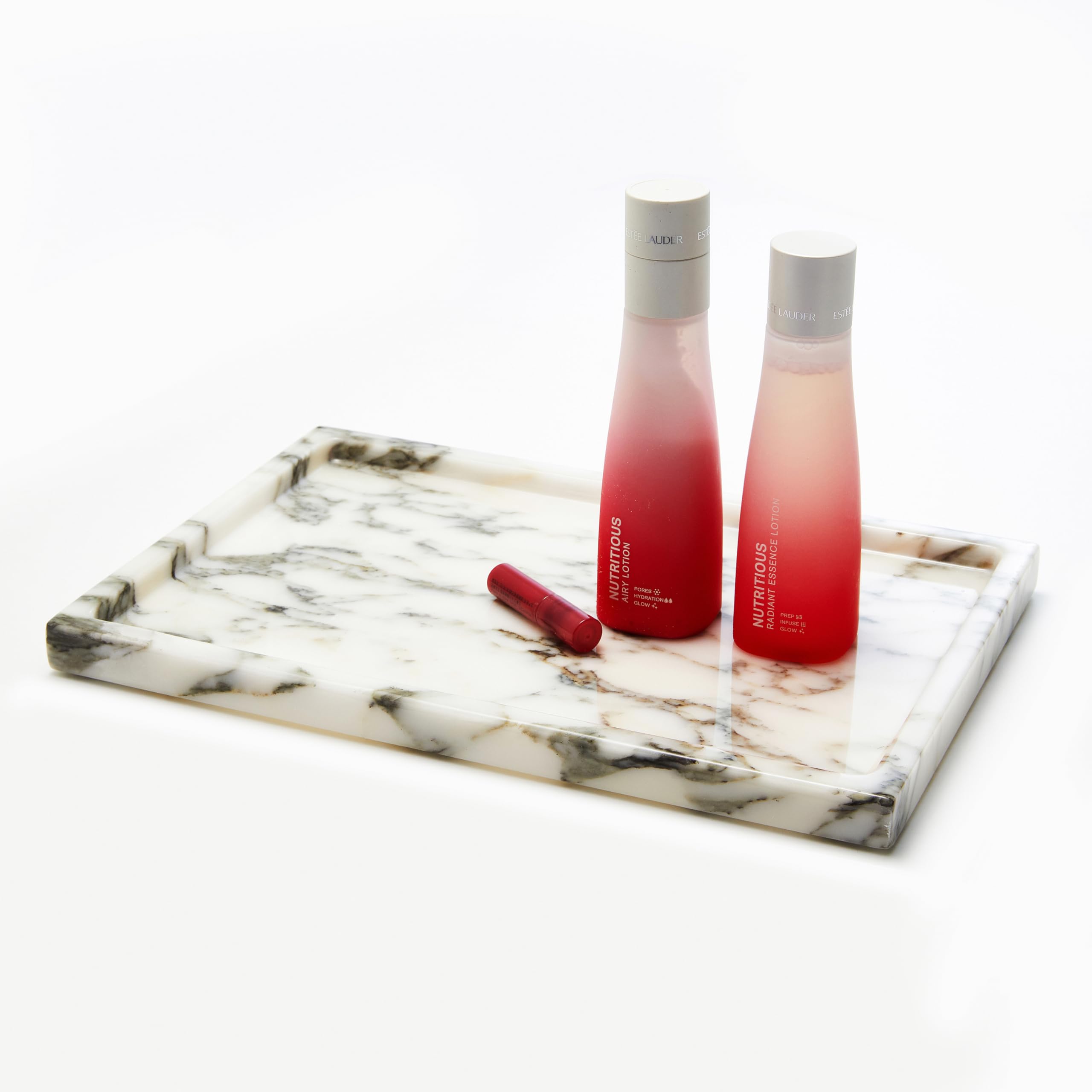 Lys&Lyx Natural Marble Vanity Tray: Genuine Stone Storage Tray For Home Decor, Bathroom, Kitchen, And Dresser (Non-Resin/Non-Cer