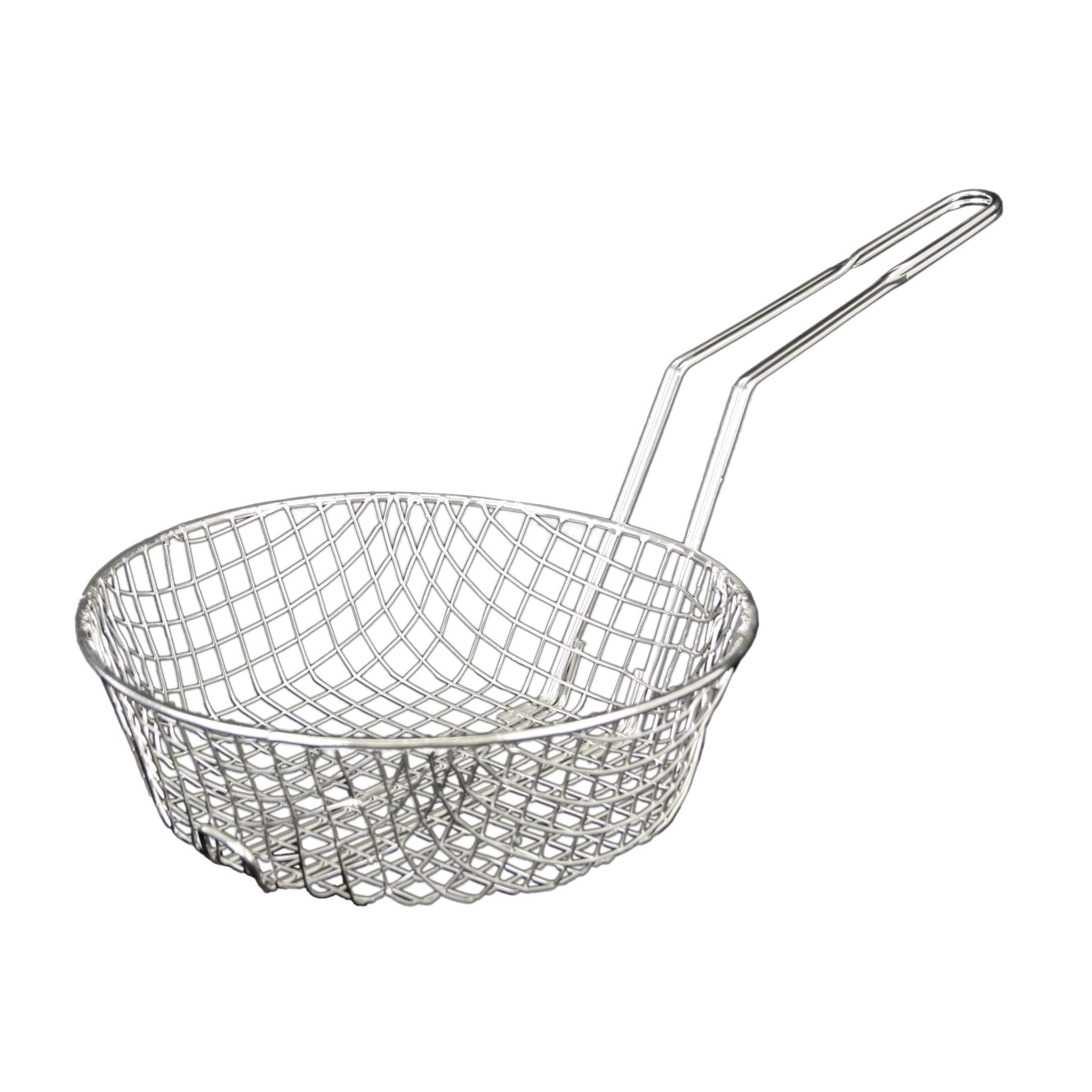 Excellant   8-Inch Round Nickel Plated Culinary Basket, Coarse Mesh