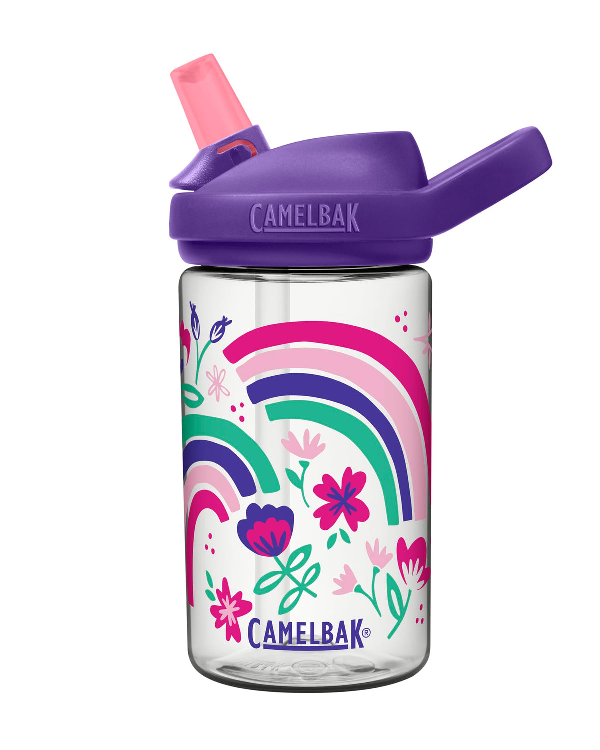 Camelbak Eddy+ 14Oz Kids Water Bottle With Tritan Renew - Straw Top, Leak-Proof When Closed, Rainbow Floral