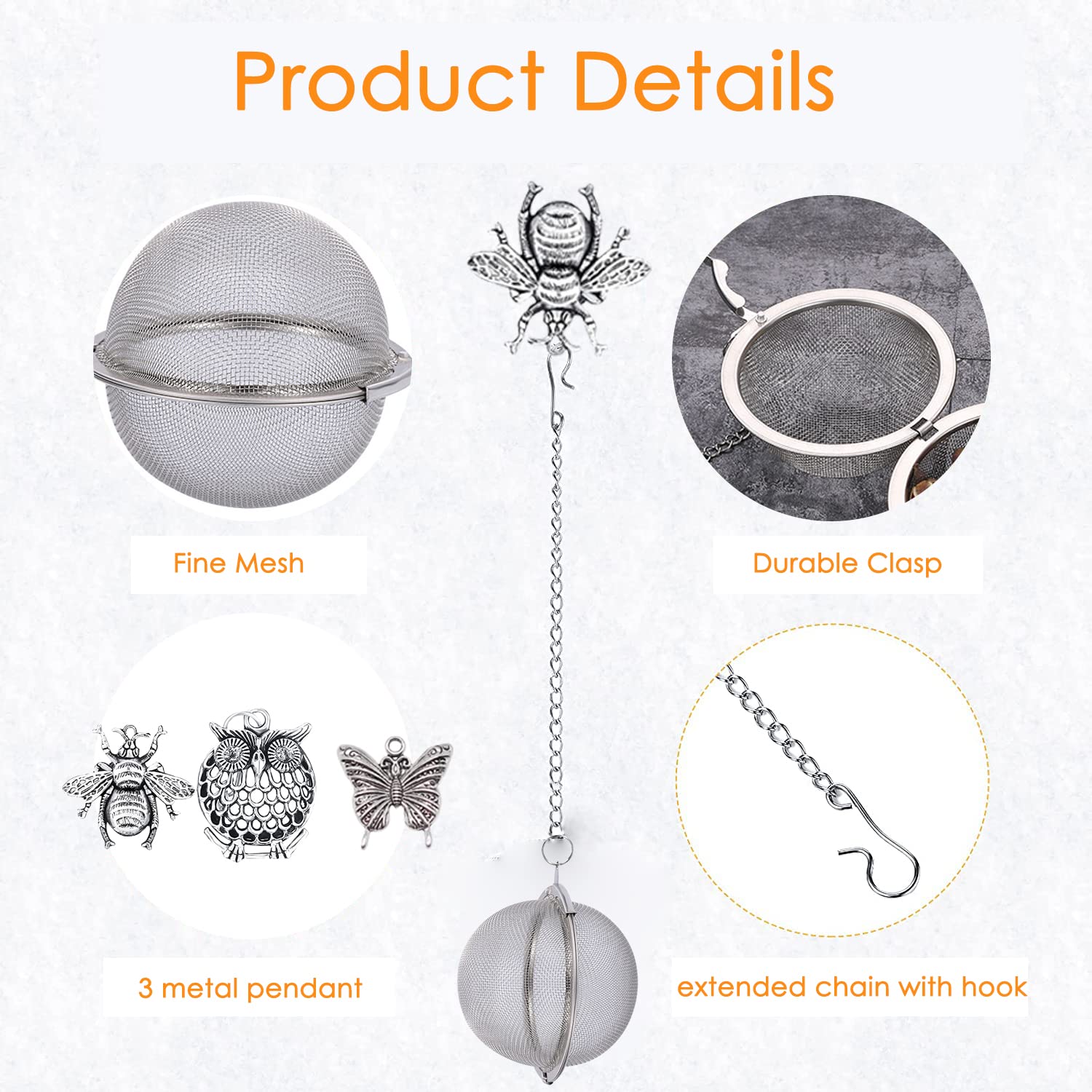MIOINEY Tea Infusers for Loose Tea, Stainless Steel Ball Mesh, Small, Metal Animal (KAIYAO-030)