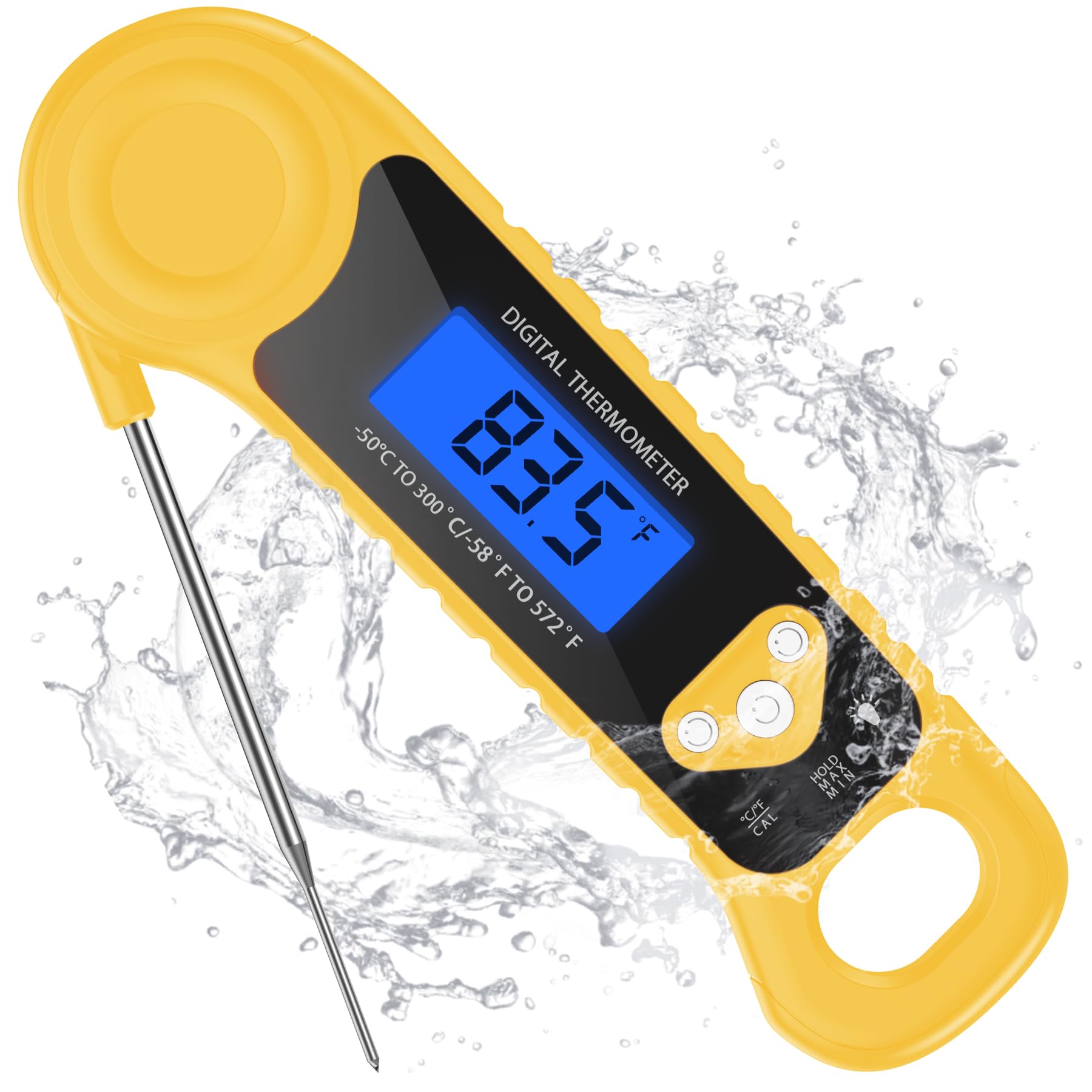 Ammzo Meat Thermometer Digital, Instant Read Food Thermometer Waterproof With Backlight For Cooking, Deep Fry, Bbq, Grill, Smoke