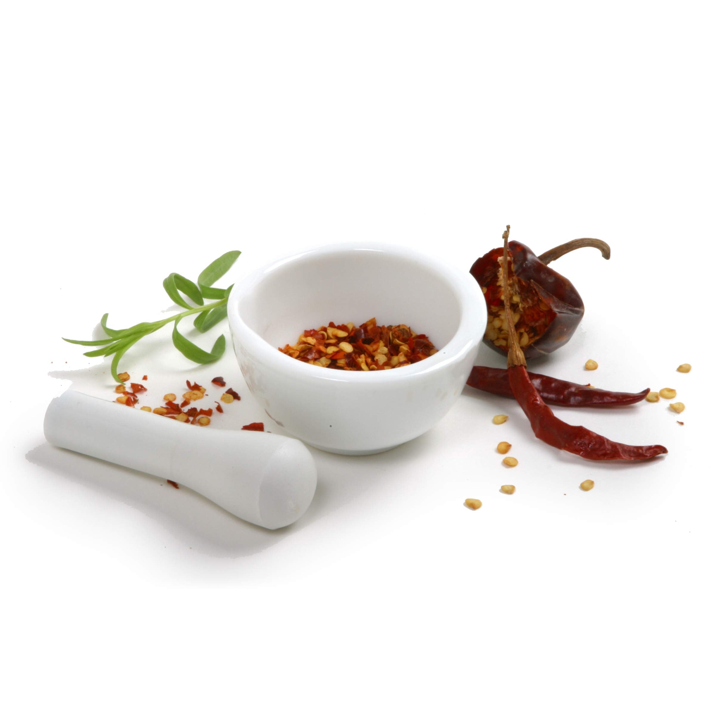 Norpro Porcelain Mortar Pestle, 4In/10Cm X 2.5In/6Cm, White