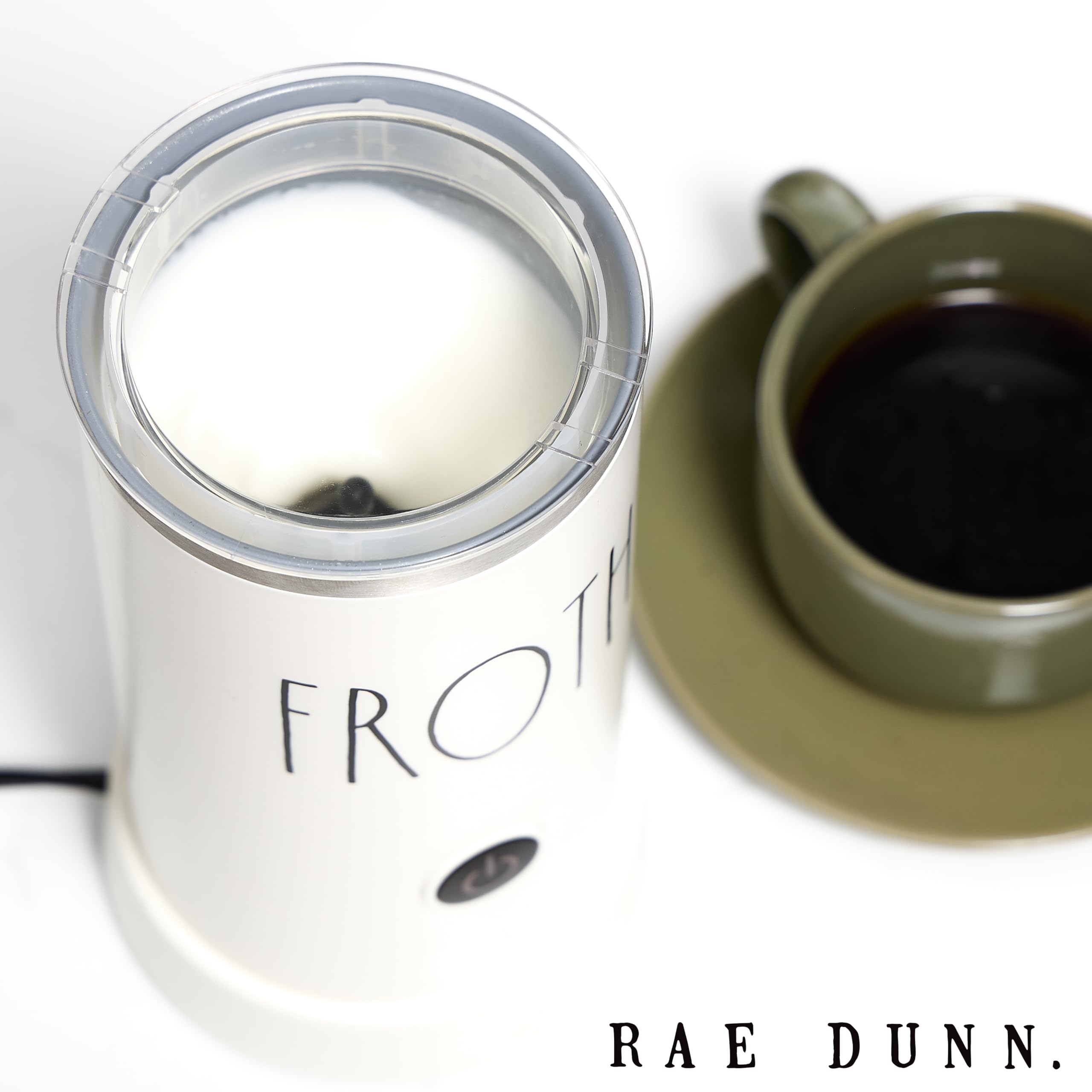 Rae Dunn Electric Milk Frother Steamer -Stylish Automatic Milk Steamer and Frother  Milk Warmer  Hot and Cold Foam Maker for Coffee  Latte  Cappuccino  Macchiato - 550 Watt (Cream)