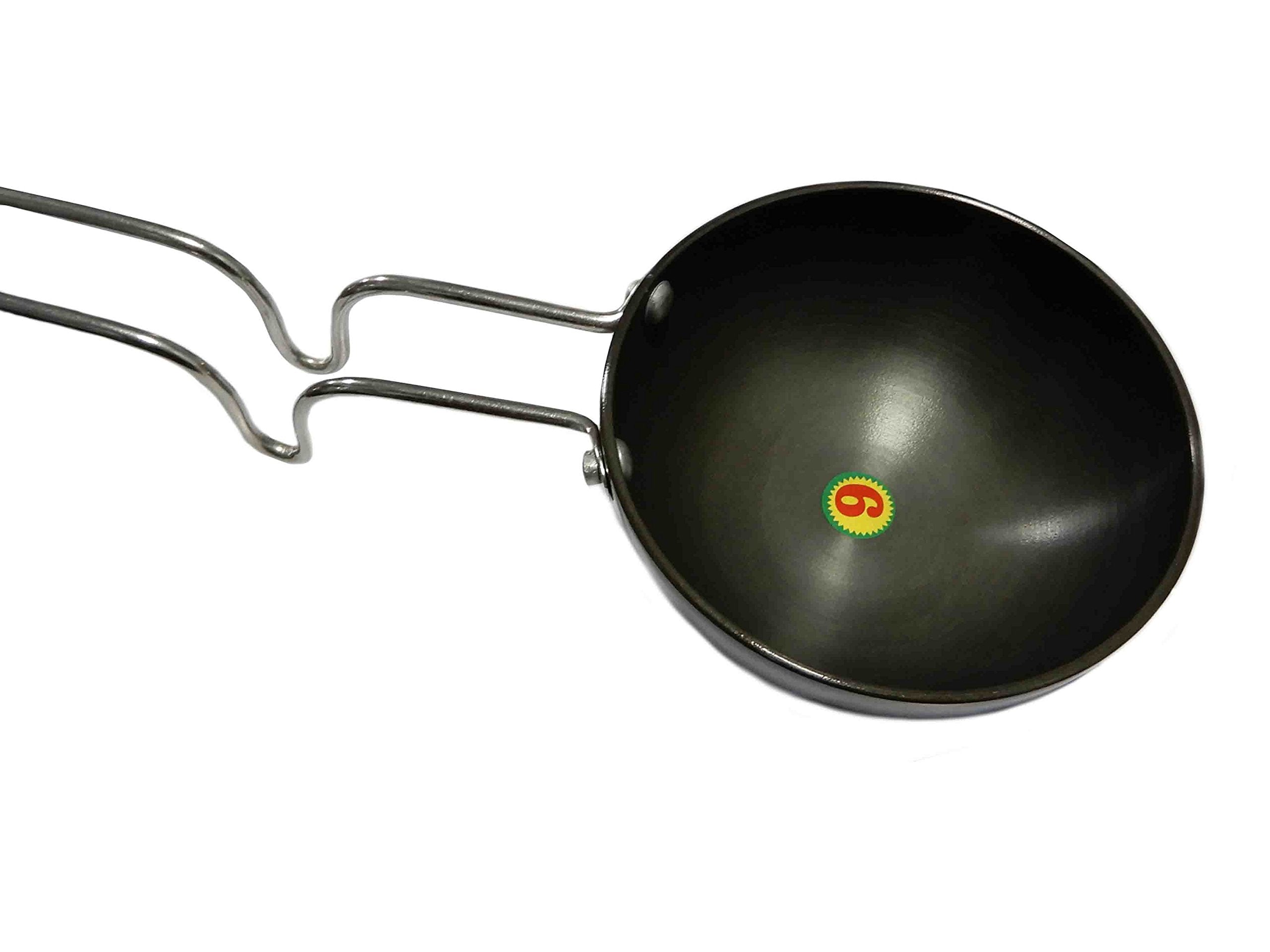 Whopperonline Essential Non-Stick Hard Anodized Tadka Frying Pan With Wire Handle, Spice Heating Pan, Temper Pan - Black, 11 Inc