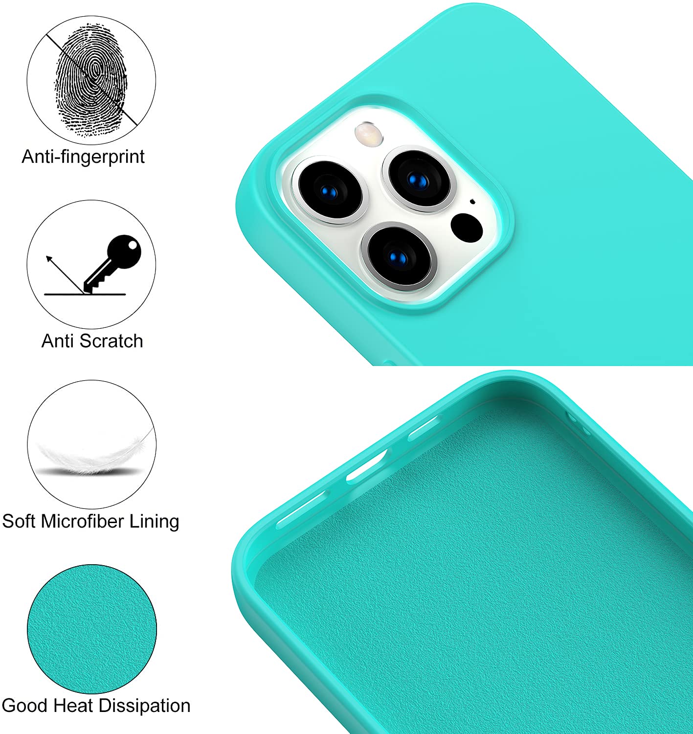 Amytor Designed For Iphone 13 Pro Max Case, Silicone Ultra Slim Shockproof Phone Case With Soft Anti-Scratch Microfiber Lining,