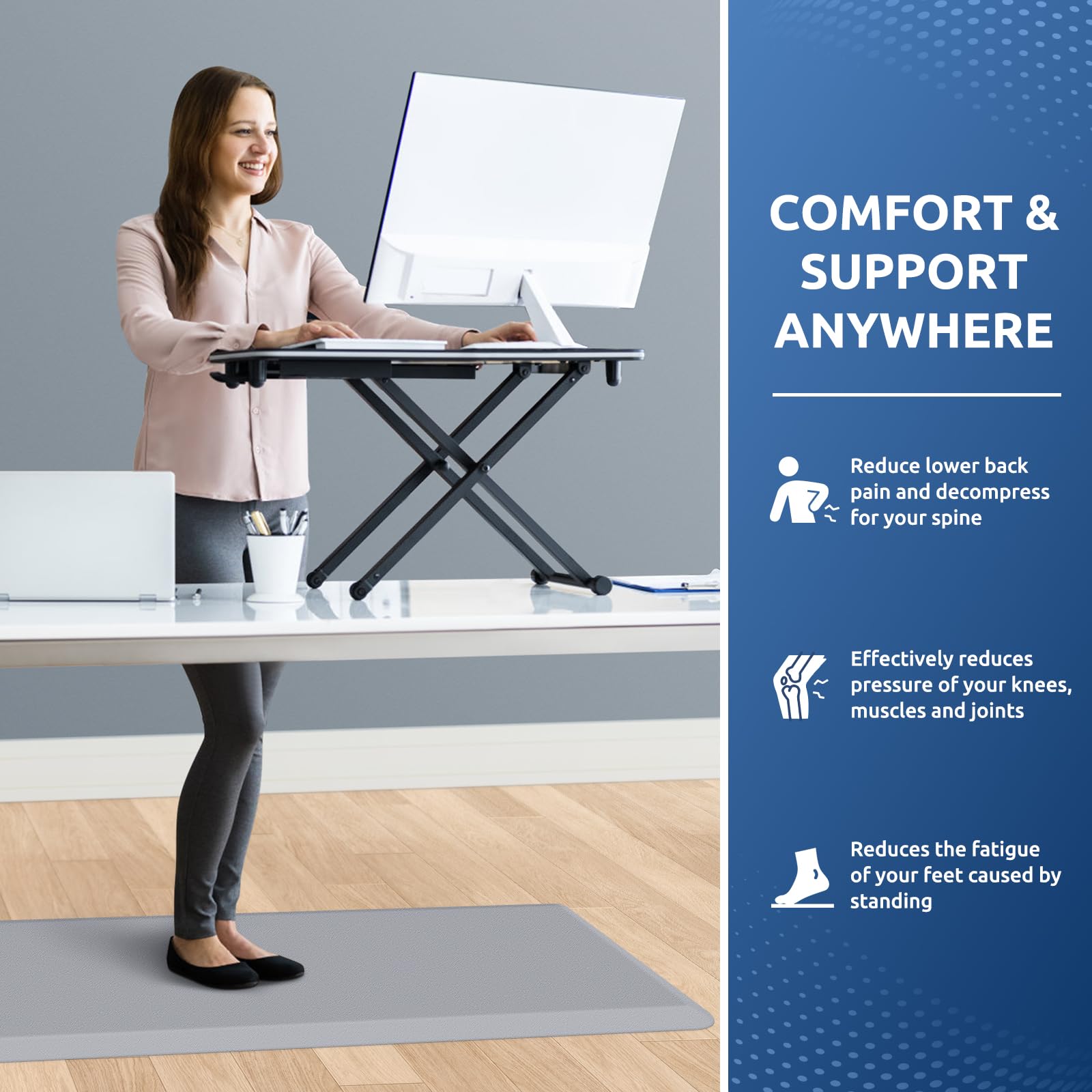 Kitchenclouds Kitchen Mat Cushioned Anti Fatigue Rug 20X39 Waterproof, Non Slip, Standing And Comfort Desk/Floor Mats For Ho