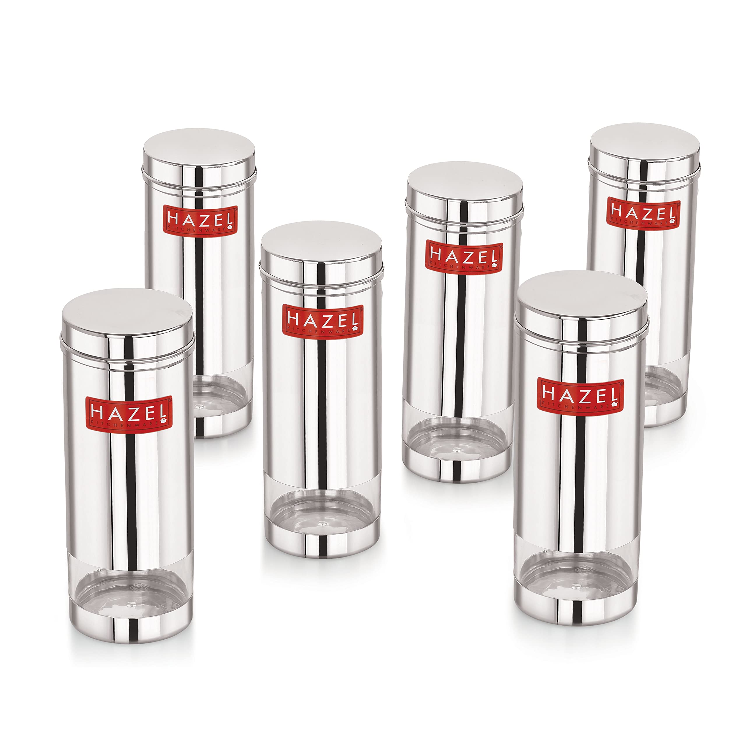 Hazel Stainless Steel See Through Transparent Slim Container | 600 Ml Air Tight Steel Containers | Grocery Containers For Kitche