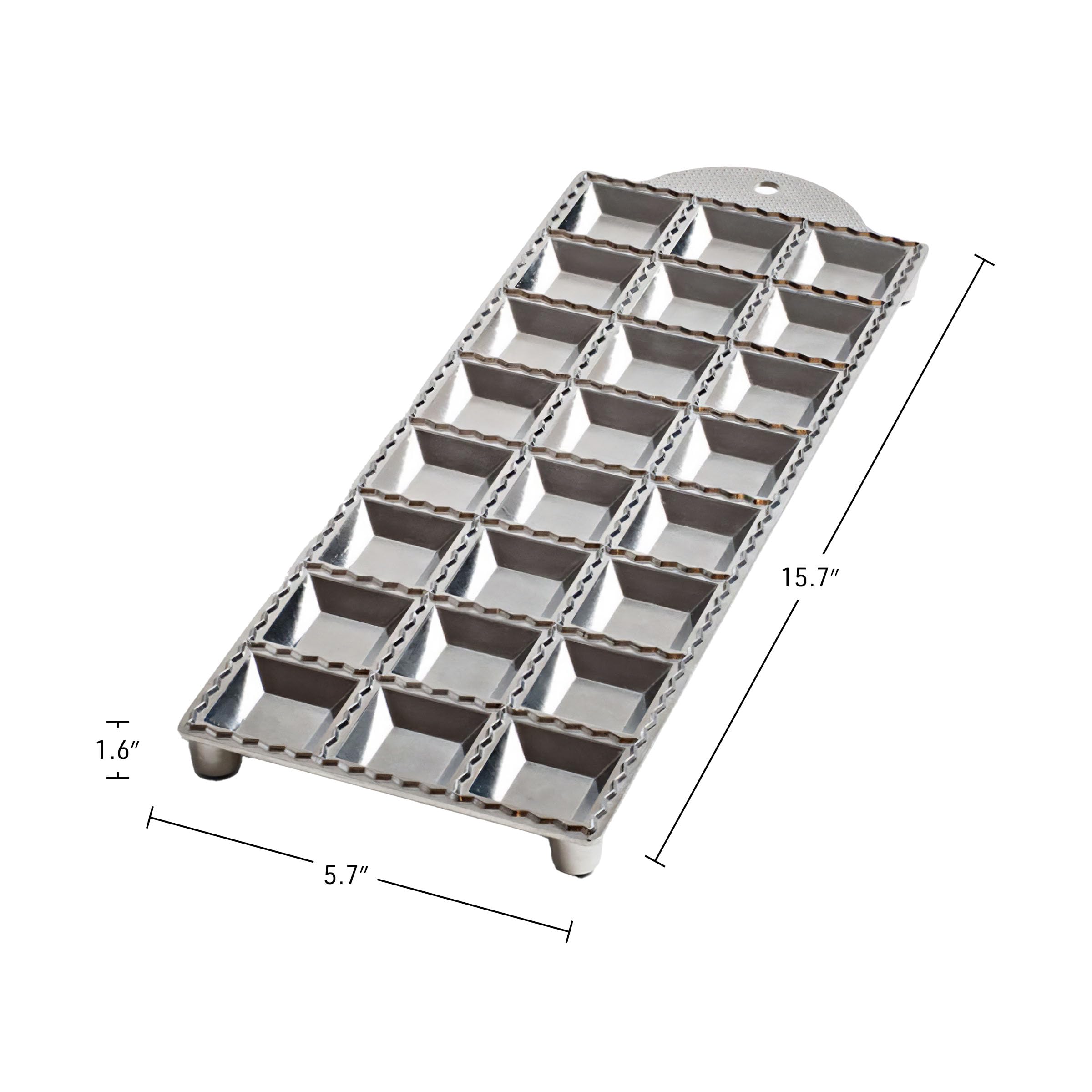Kings County Tools Ravioli Mold Cutter - Makes 24 Square 2” Raviolis - Easy to Use with Wood Roller, Non-Slip Feet, Made in Italy