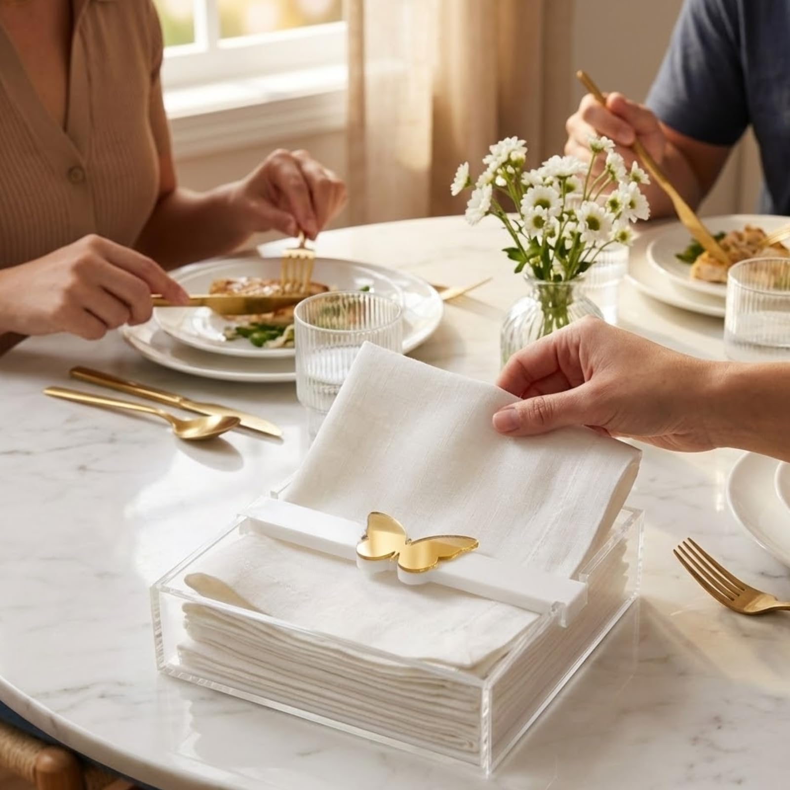 Butterfly Napkin Holder, Single Piece, Clear White Acrylic