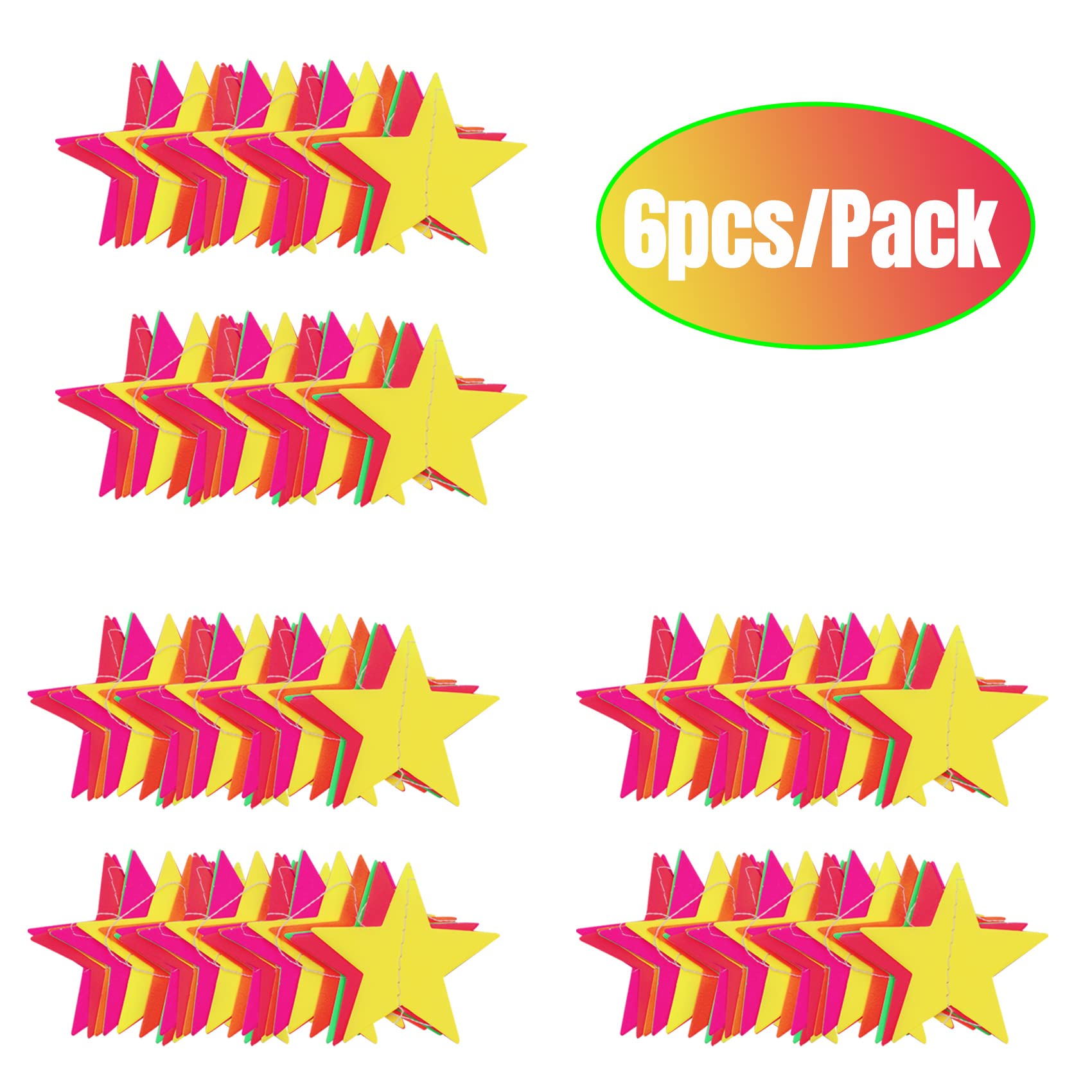 108Ft Neon Glow Party Star Paper Garland Uv Glow In The Dark Party Supplies Garlands Neon Party Paper Streamers For Blacklight F