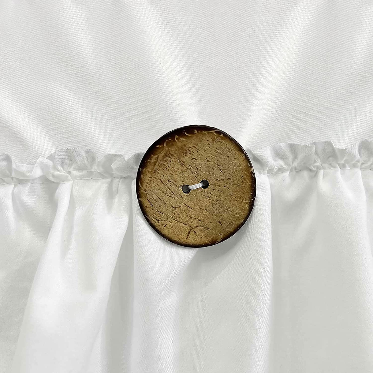 White Ruffle Shower Curtain Farmhouse Shower Curtain Set With 12 Hooks 72 X 84 Inch Fabric Shower Curtains With Buttons & White