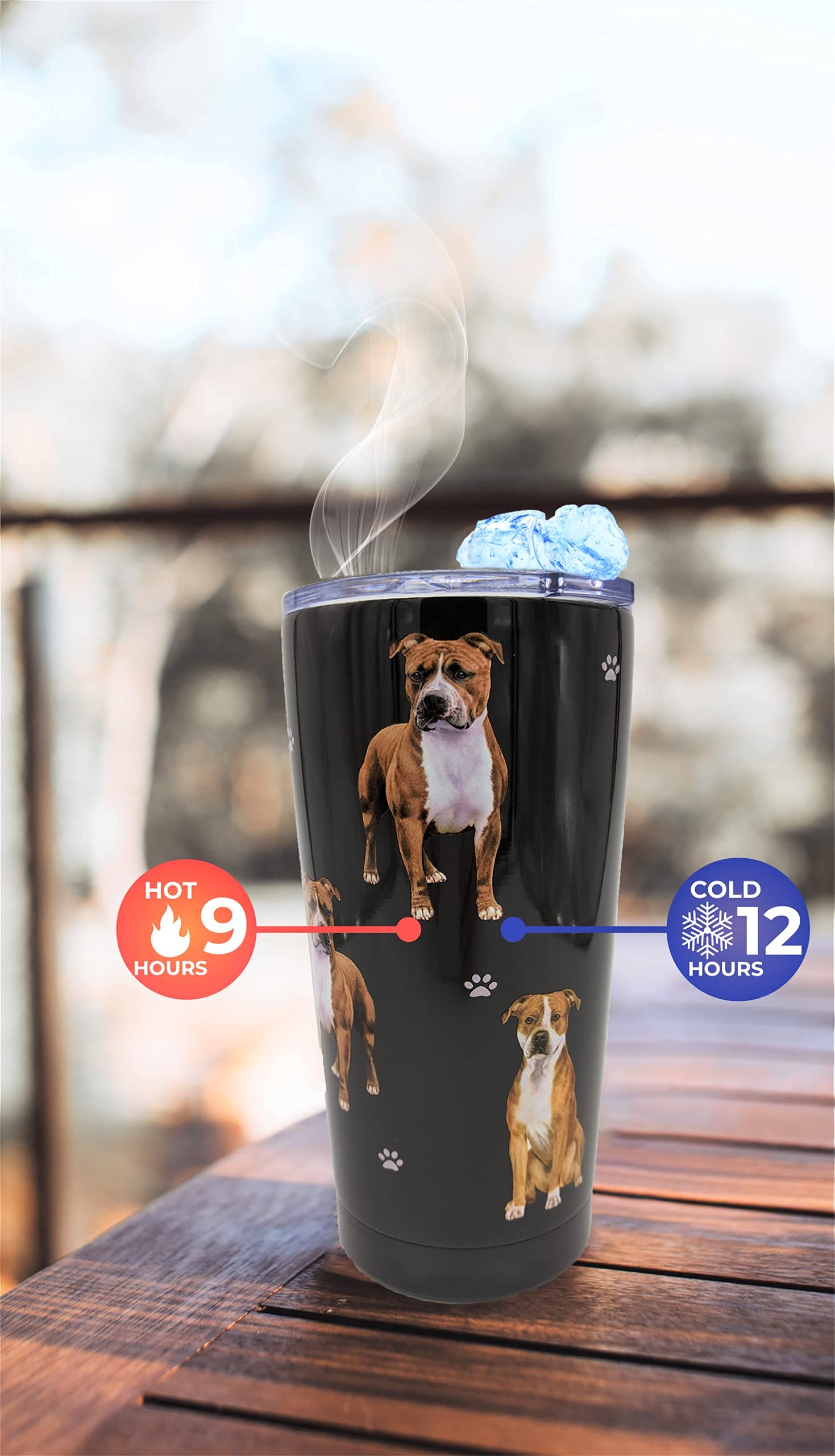 Petbella Pitbull Insulated Tumbler With Lid 16 Oz Stainless Steel Vacuum Insulated Double Wall Travel Thermos Tumbler Dog Breed