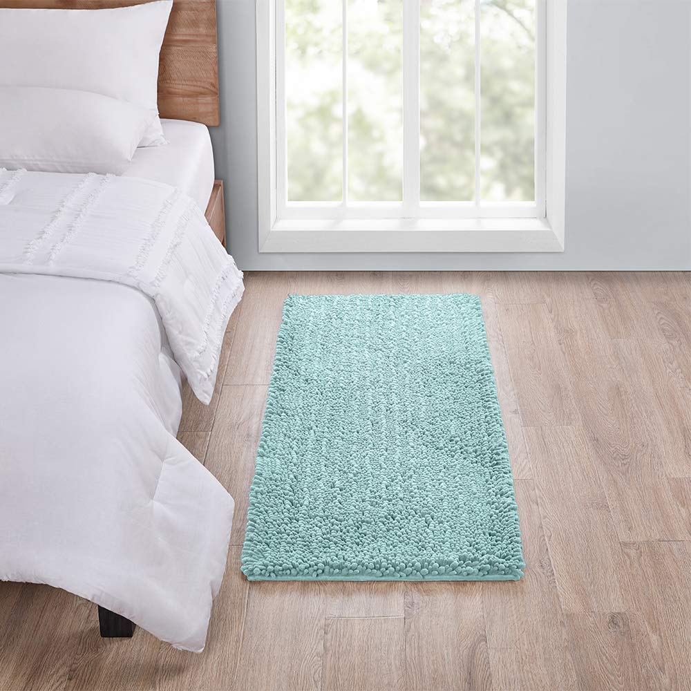 Walensee Large Bathroom Rug Non Slip Bath Mat (72X24 Inch Spa Blue) Water Absorbent Super Soft Shaggy Chenille Machine Washable