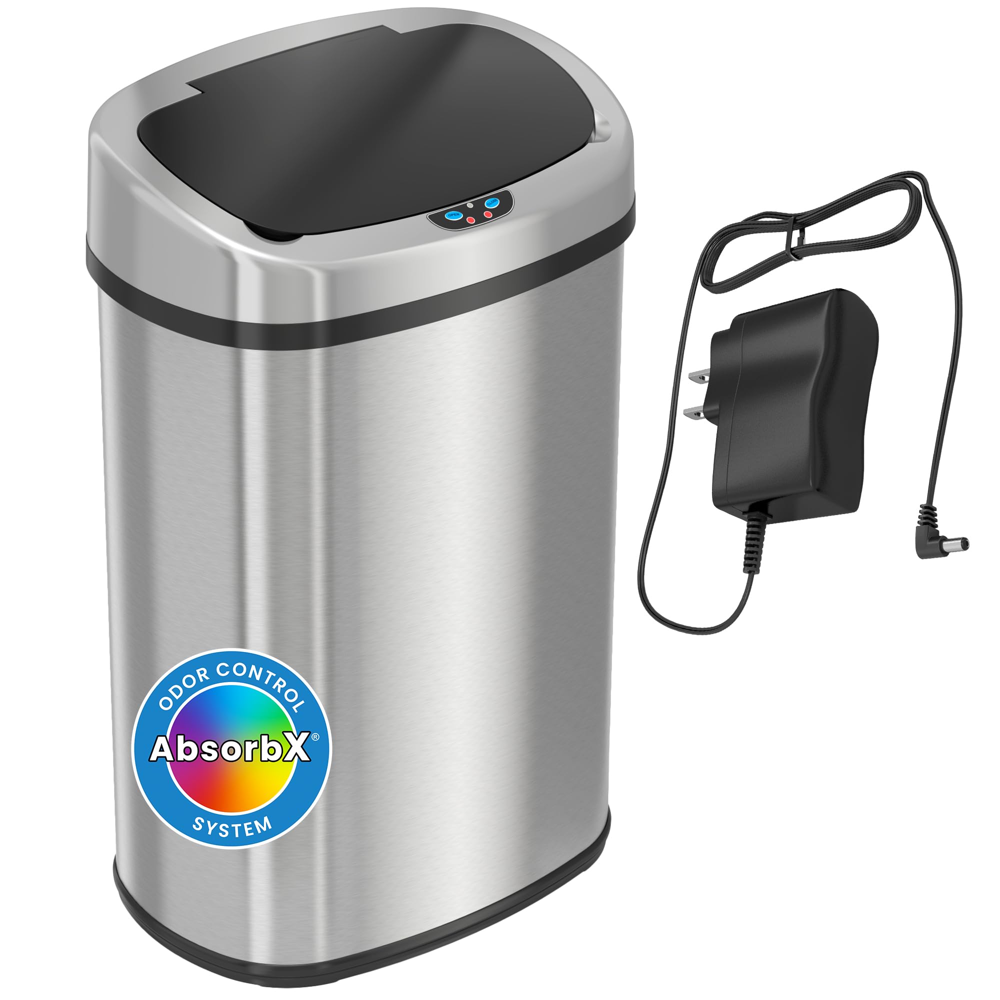 SensorCan 13 Gallon Trash Can Kitchen Garbage Can with AC Adapter and Odor Filter, Stainless Steel Home Office Home Office Work 