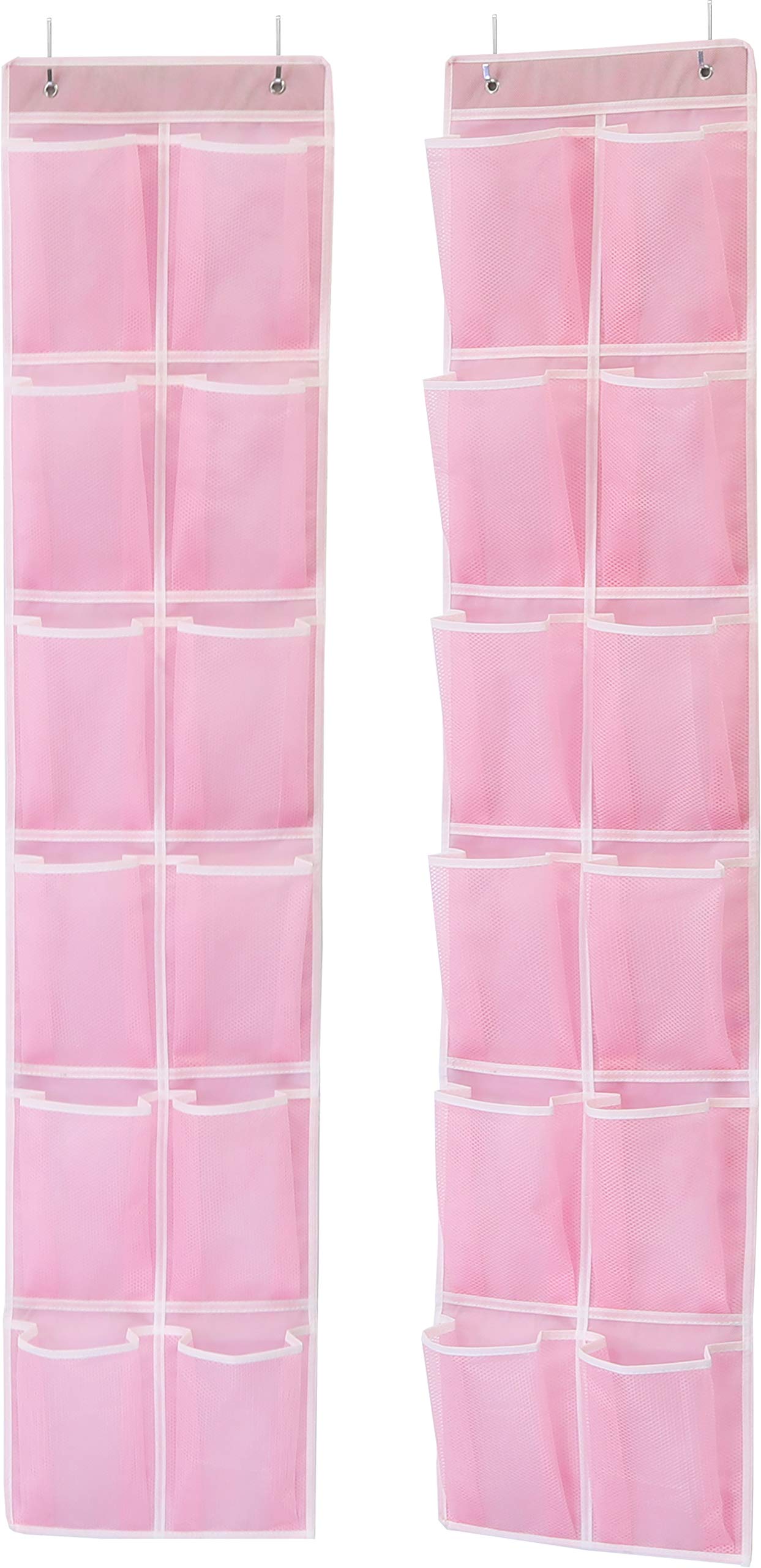 Simple Houseware 24 Pockets - 2Pk 12 Large Pockets Over Door Hanging Shoe Organizer, Pink