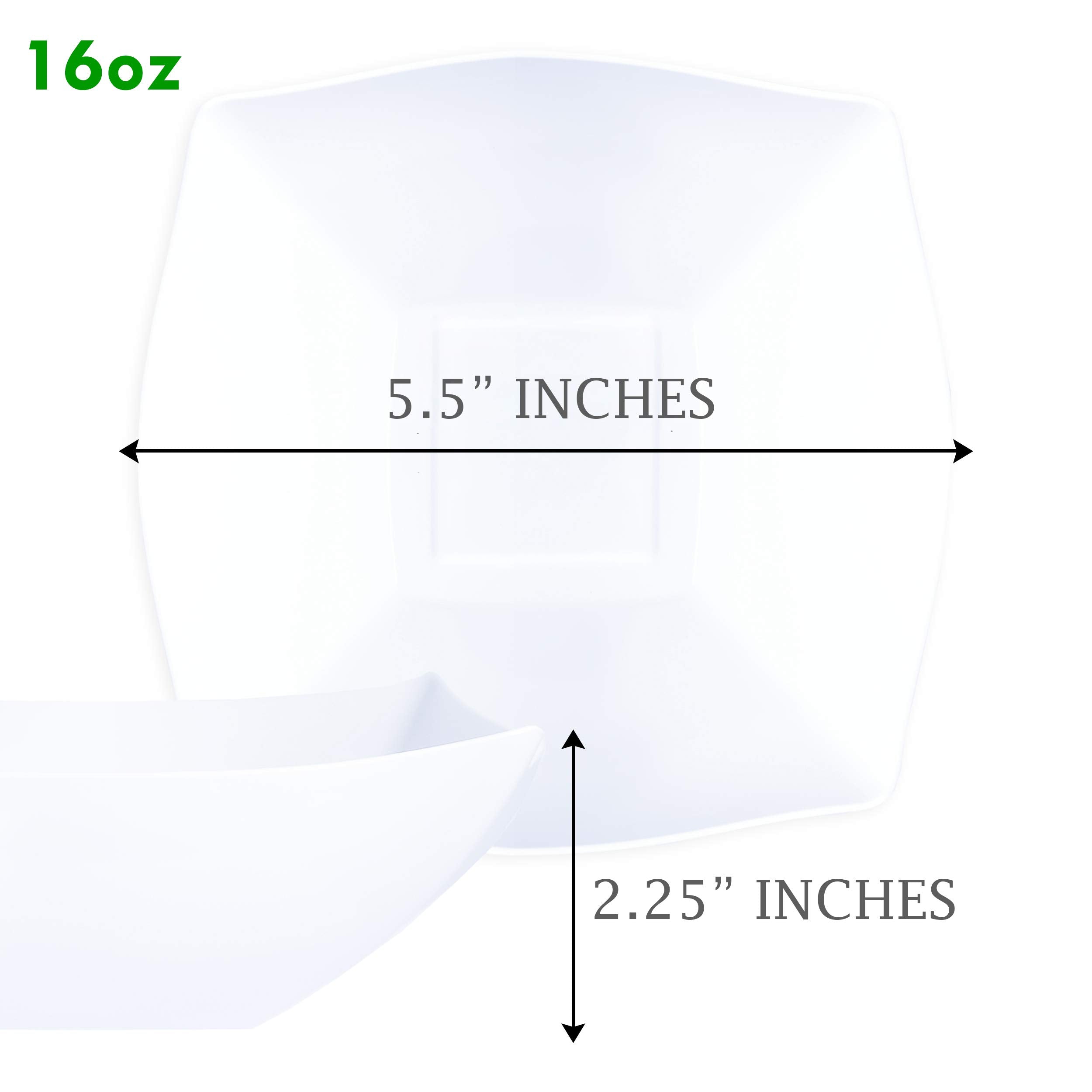 Plasticpro Disposable Square Serving Bowls, Party Snack Or Salad Bowl, Plastic Clear Or White Pack Of 4 (16 Ounce, White)