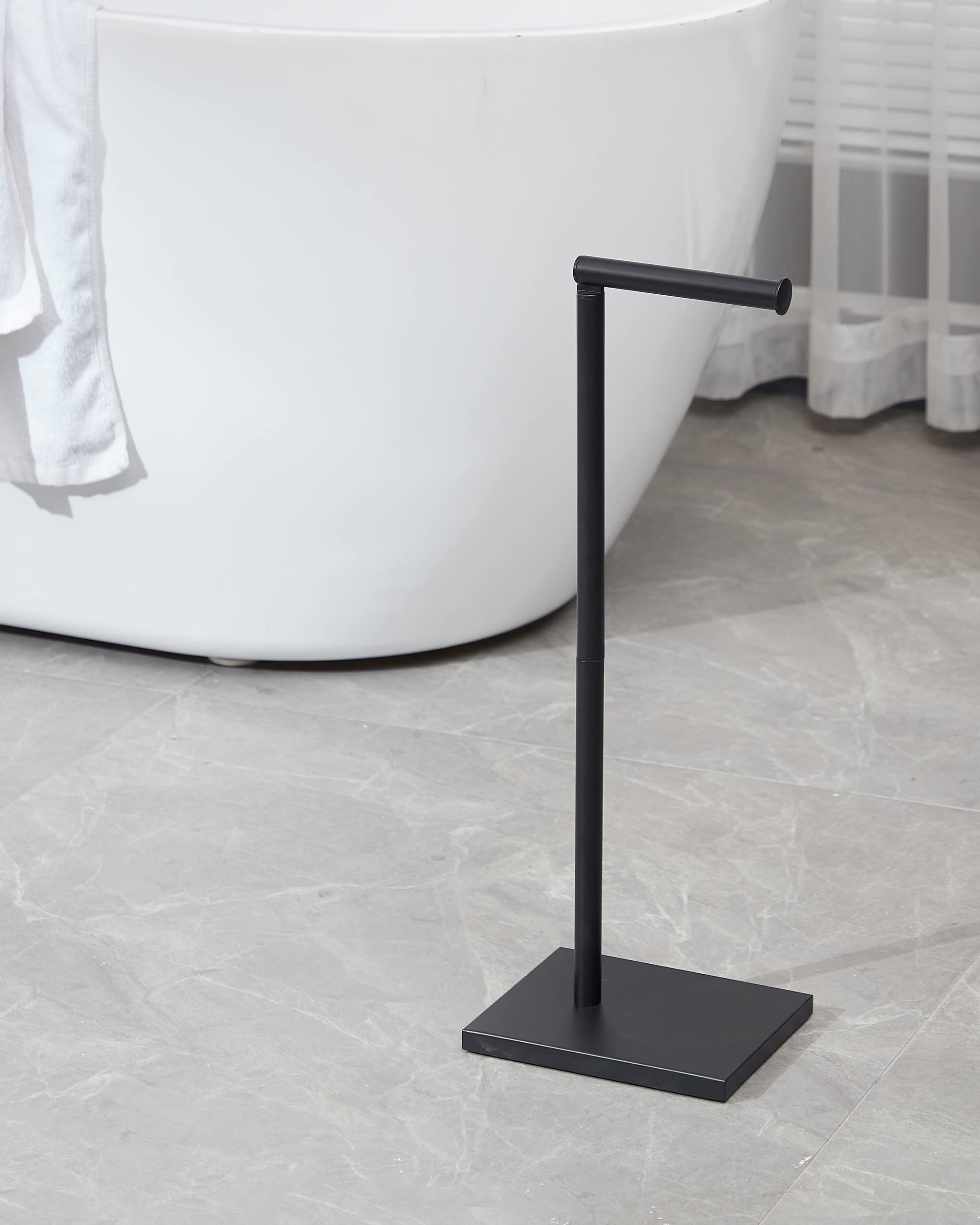 Free Standing Bathroom Toilet Paper Holder Stand with Reserve  Stainless Steel Pedestal Tissue Roll Holder  Black DECLUTTR