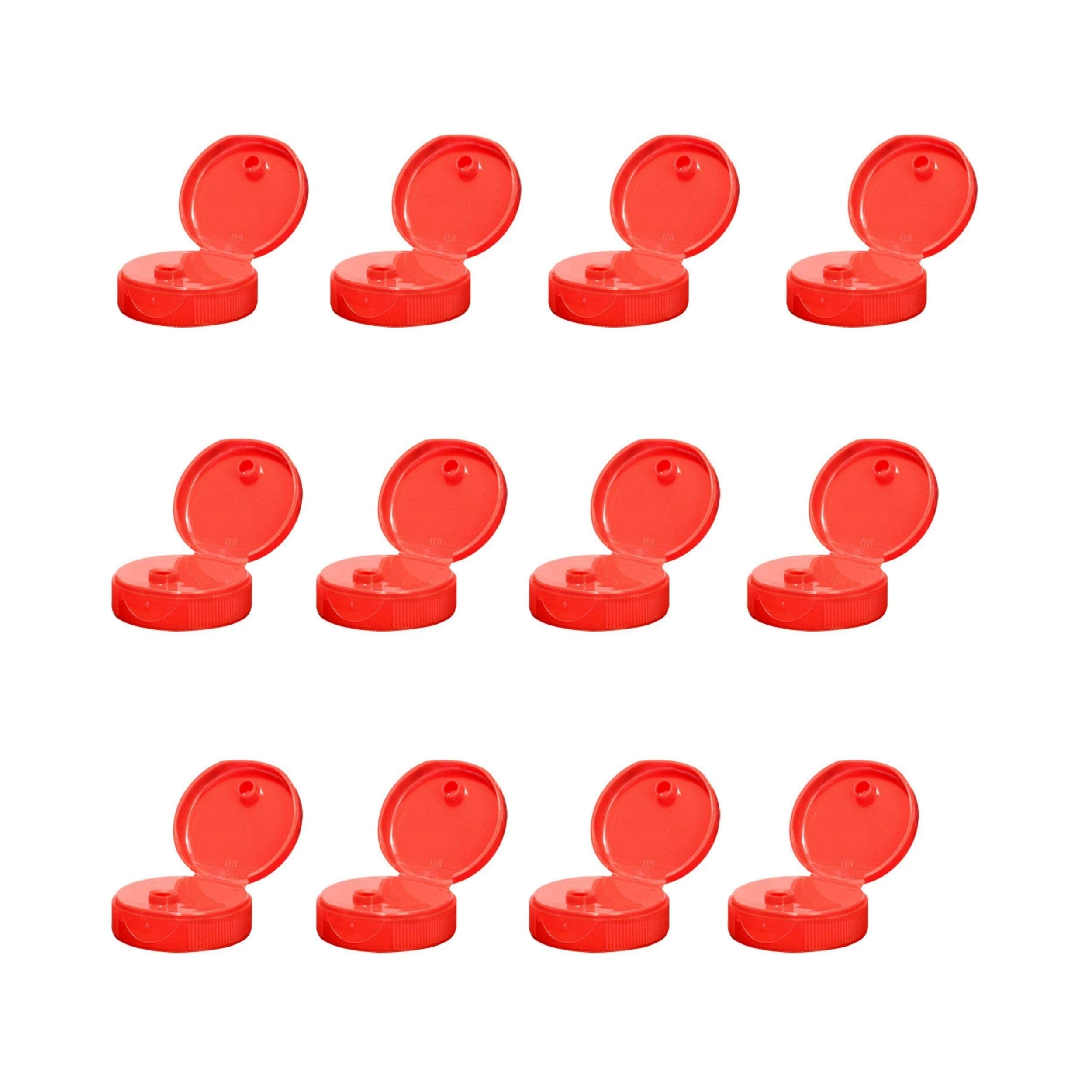 Kelkaa Caps 38-400 Red Flip Top Caps With 0.25'' Orifice, Dispensing Ribbed Snap Closures, Replacement Caps With Peelable Liners