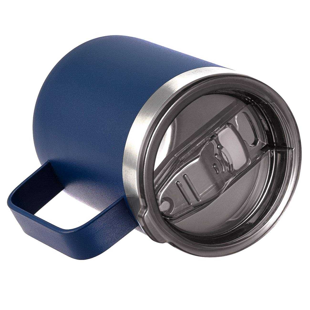 Aloufea 12Oz Stainless Steel Insulated Coffee Mug With Handle, Double Wall Vacuum Travel Mug, Tumbler Cup With Sliding Lid, Navy