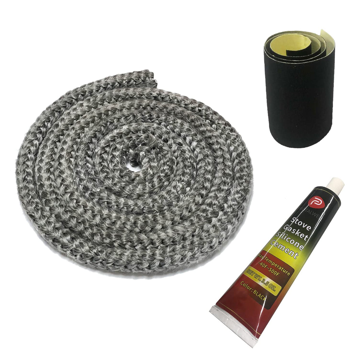 Protalwell Wood Stove Gasket, 1/2'' Wood Stove Door Gasket Kit, High Temperture Resistant Gasket Rope Replacement For Stove Or F