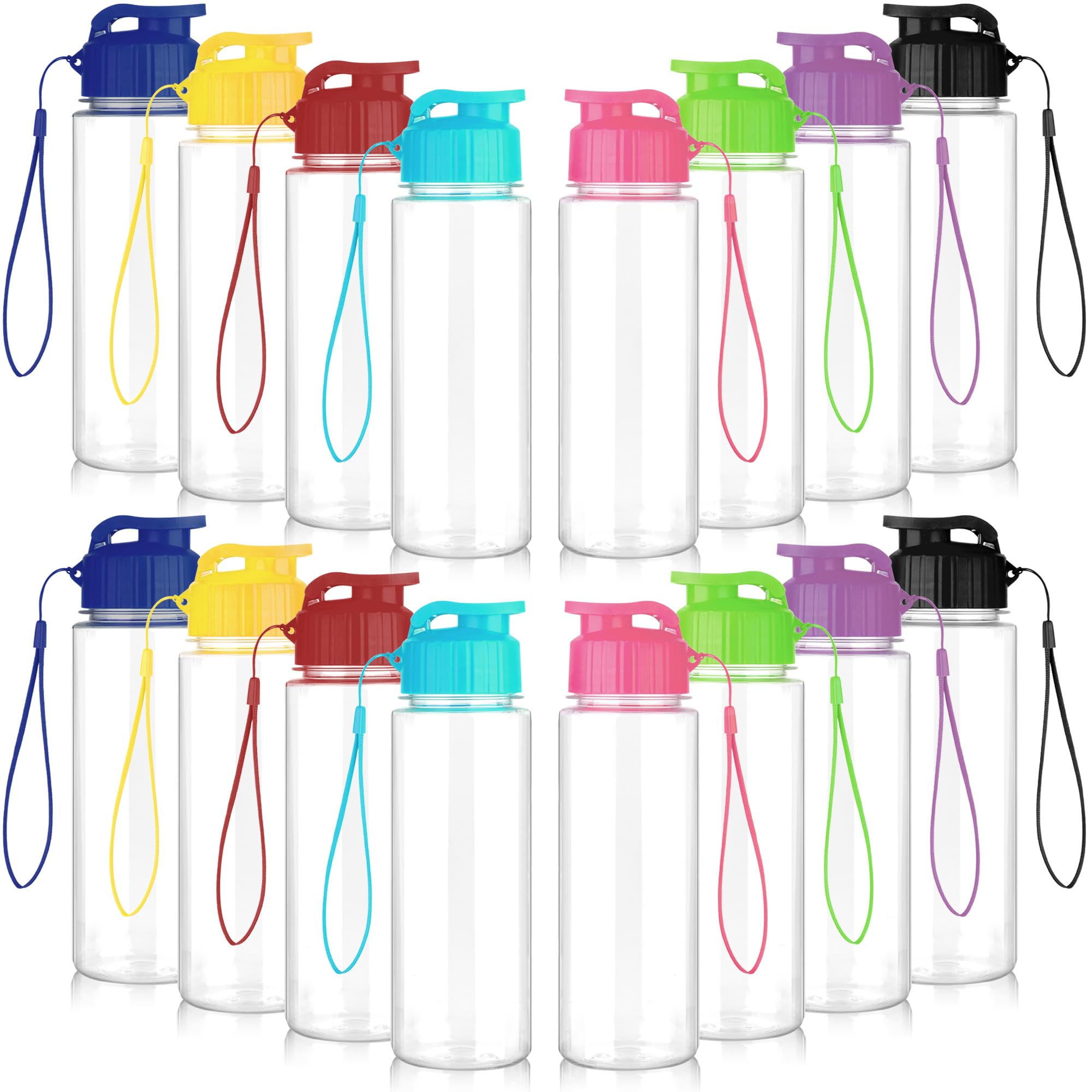 LYDTICK 16 Pack Bulk Water Bottles-17oz Plastic Sports Water Bottles for Kids and Adults Leak Proof, Reusable for Gym Travel Sch