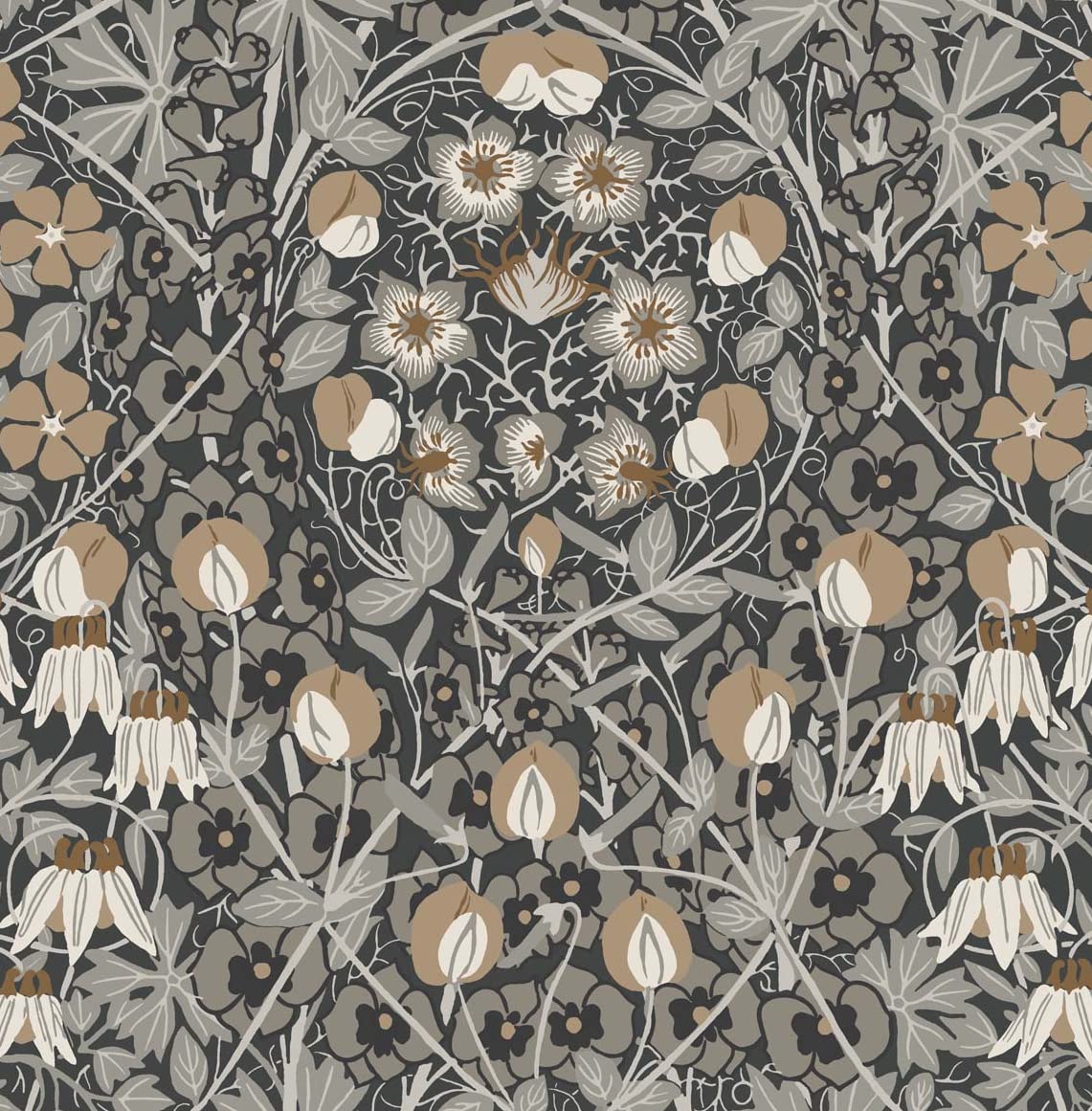 Seabrook Designs Wrought Iron and Chamois Tulip Garden Prepasted Wallpaper Roll 56 sq. ft. PR10405