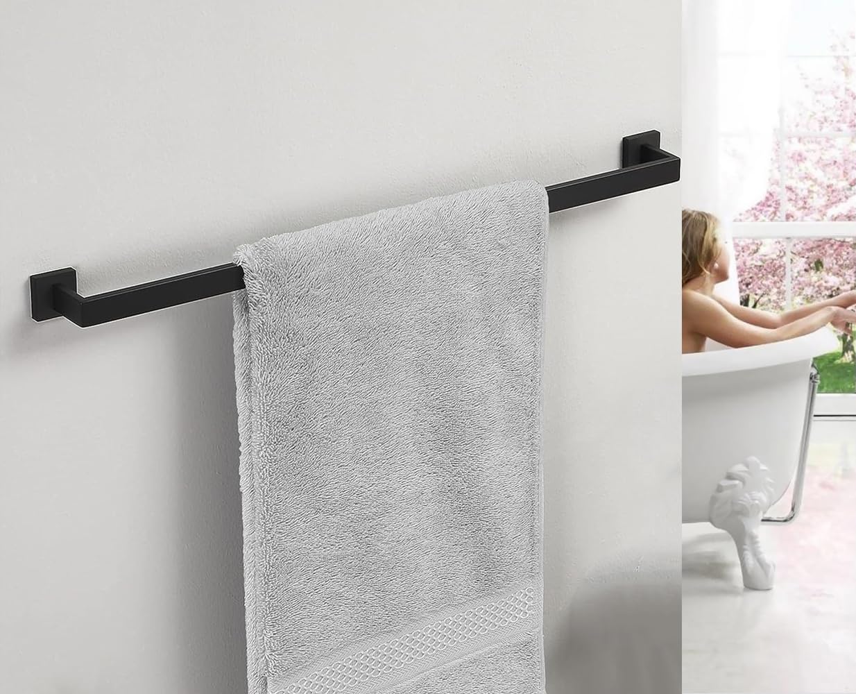32 Inch Towel Bar 2 Pack For Bathrooms 12/16/24/28/32/36 Inch Stainless Steel 304 Matte Black Towel Holder Modern Square Towel R