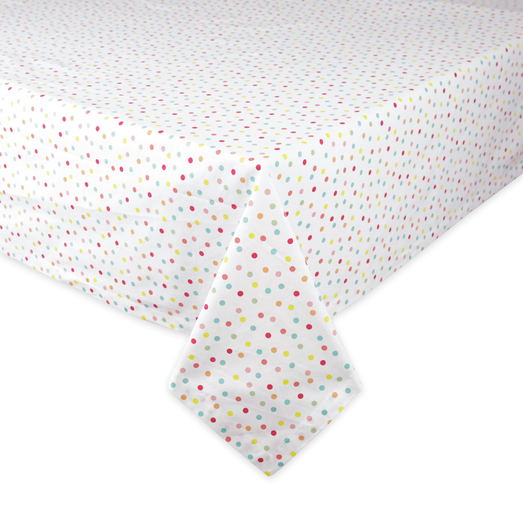 Dii Polka Dot Party Print Tabletop Collection Reusable & Machine Washable, Tablecloth, 60X104, Multicolor Confetti Dots