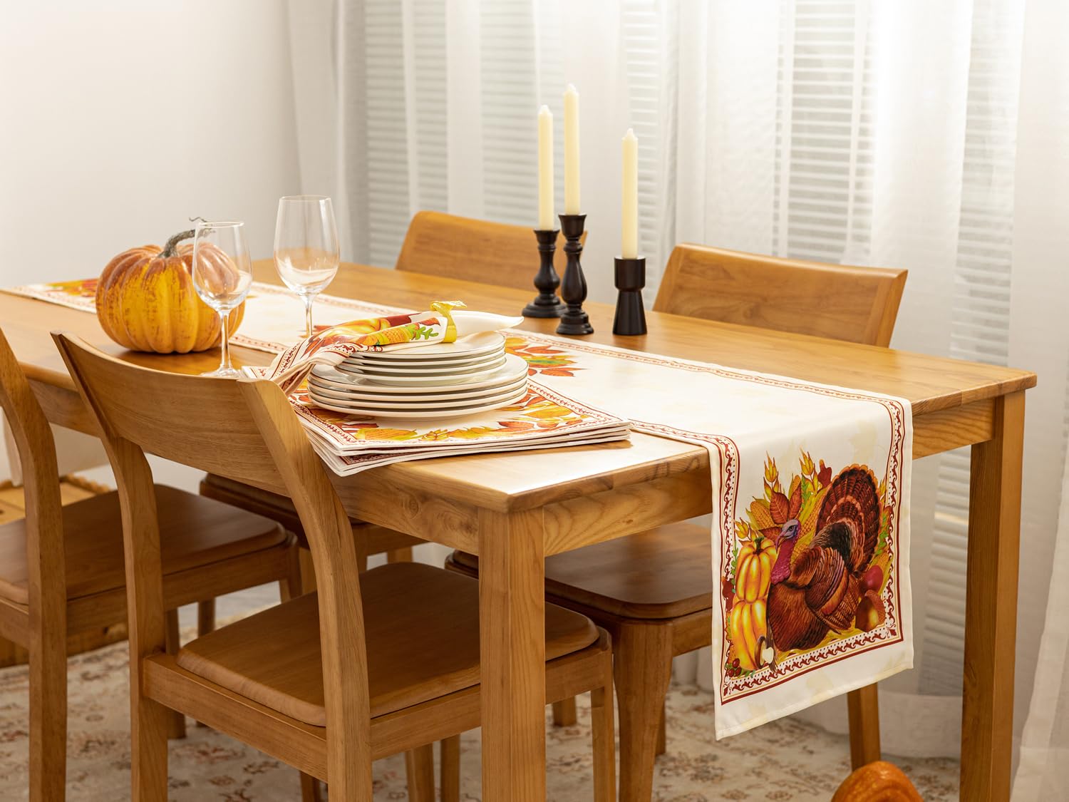 YiHomer Fall Thanksgiving Tabletop Collection for Kitchen Dining Decoration Parties Harvest, Harvest Party, Table Runner, 14 x 1