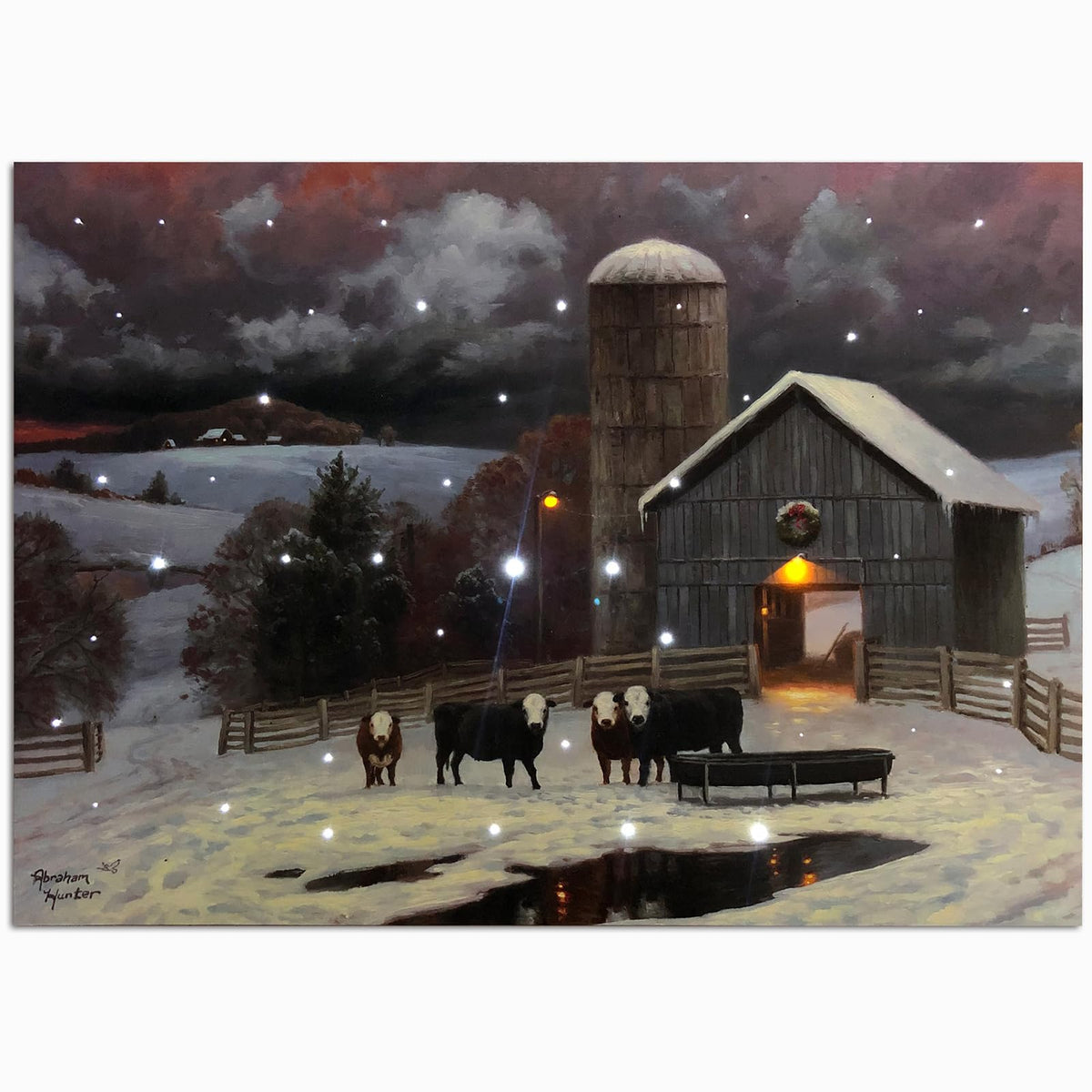 Demagnnie Large Led Lighted Canvas Pictures Wall Paintings With Timer, Fiber Optic Lights Built In Lit Up Pictures Ready To Hang