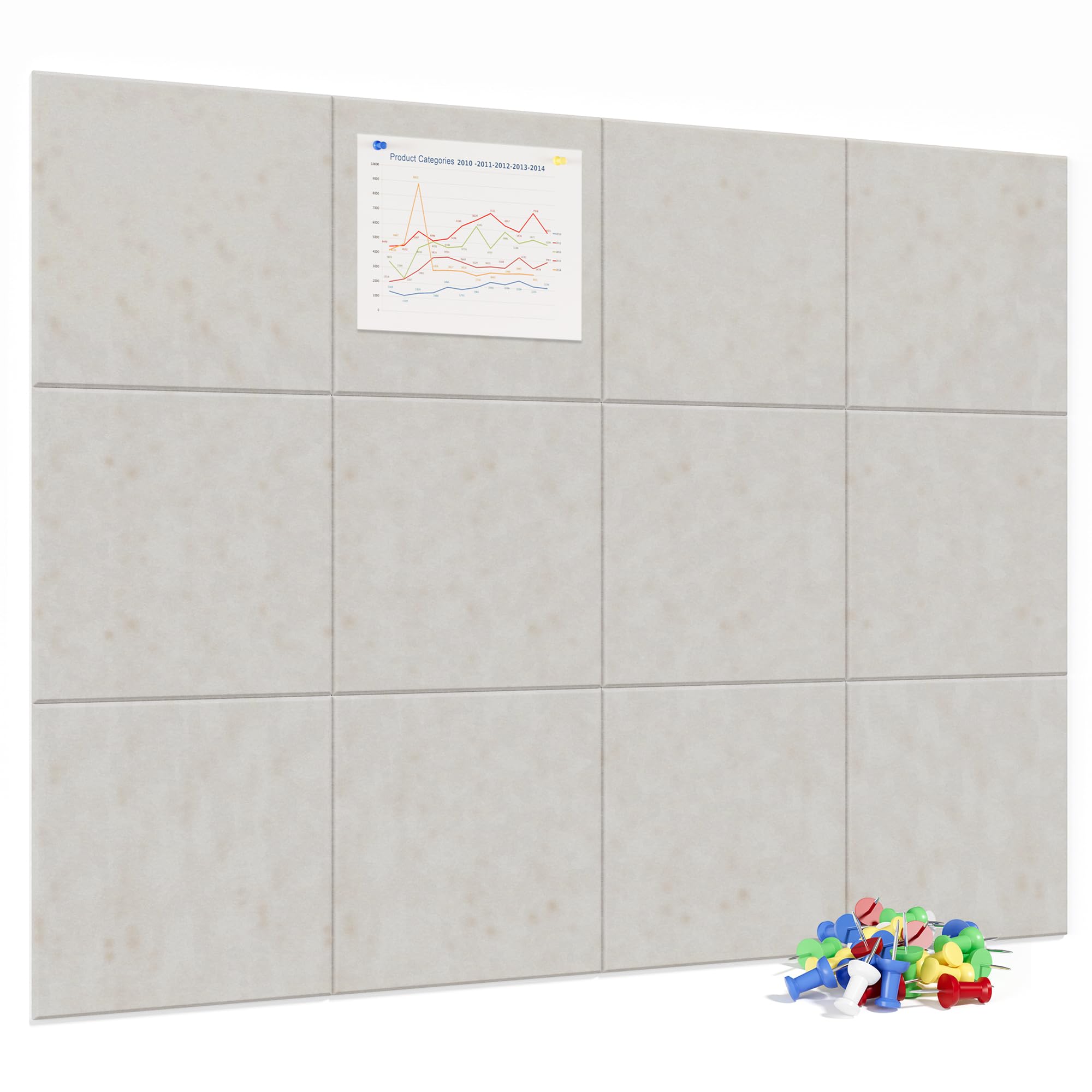 Neatsure Large Cork Board for Wall, 48 x 36 Bulletin Board with Pushpins, 12 Panels Felt Tiles Tack Push Pin Board for Office, L