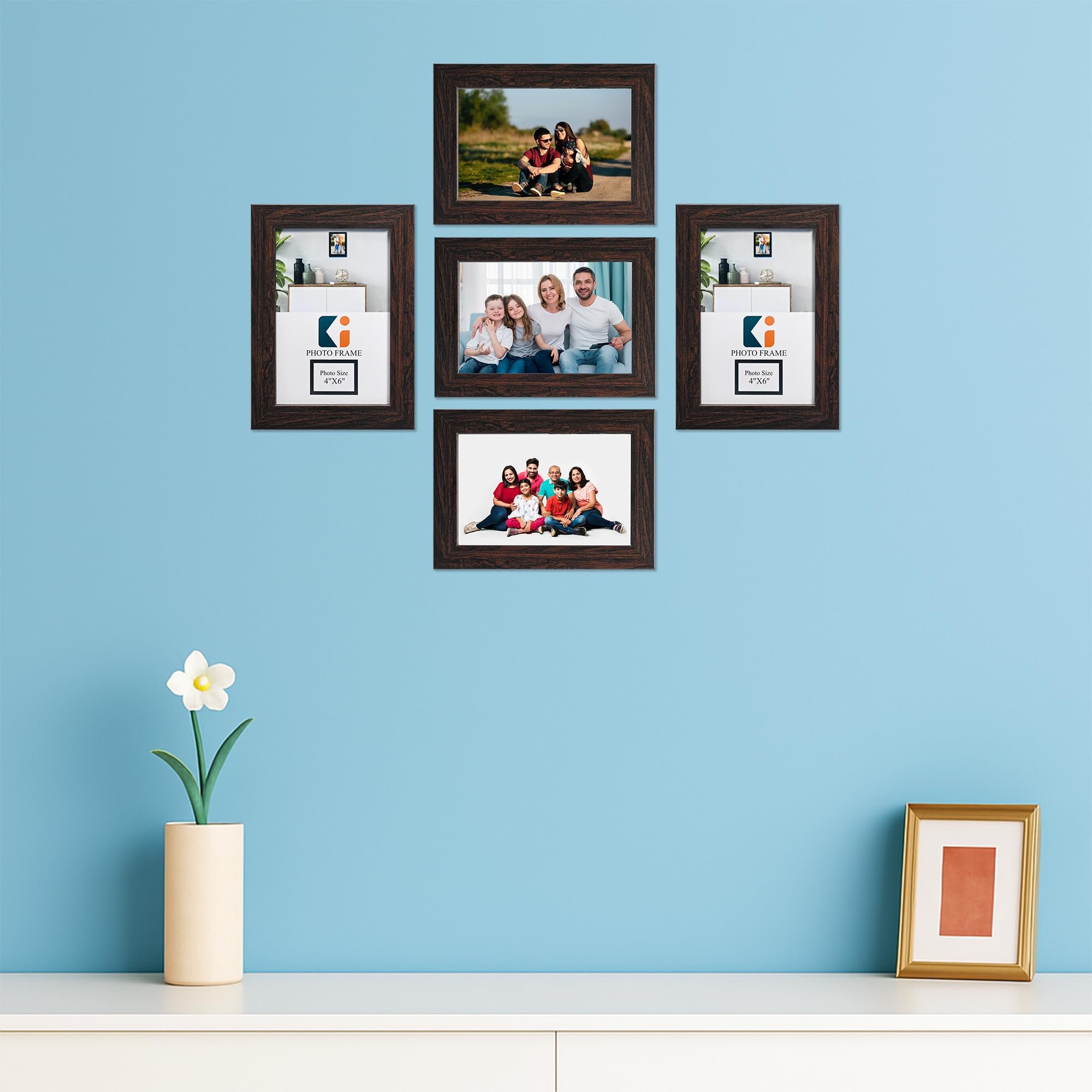 Kuber Industries 4 X 6 Inches Small Photo Frame Set Of 5 For Hanging Wall Decor | Plexi Glass | Picture Frames For Home Decor An