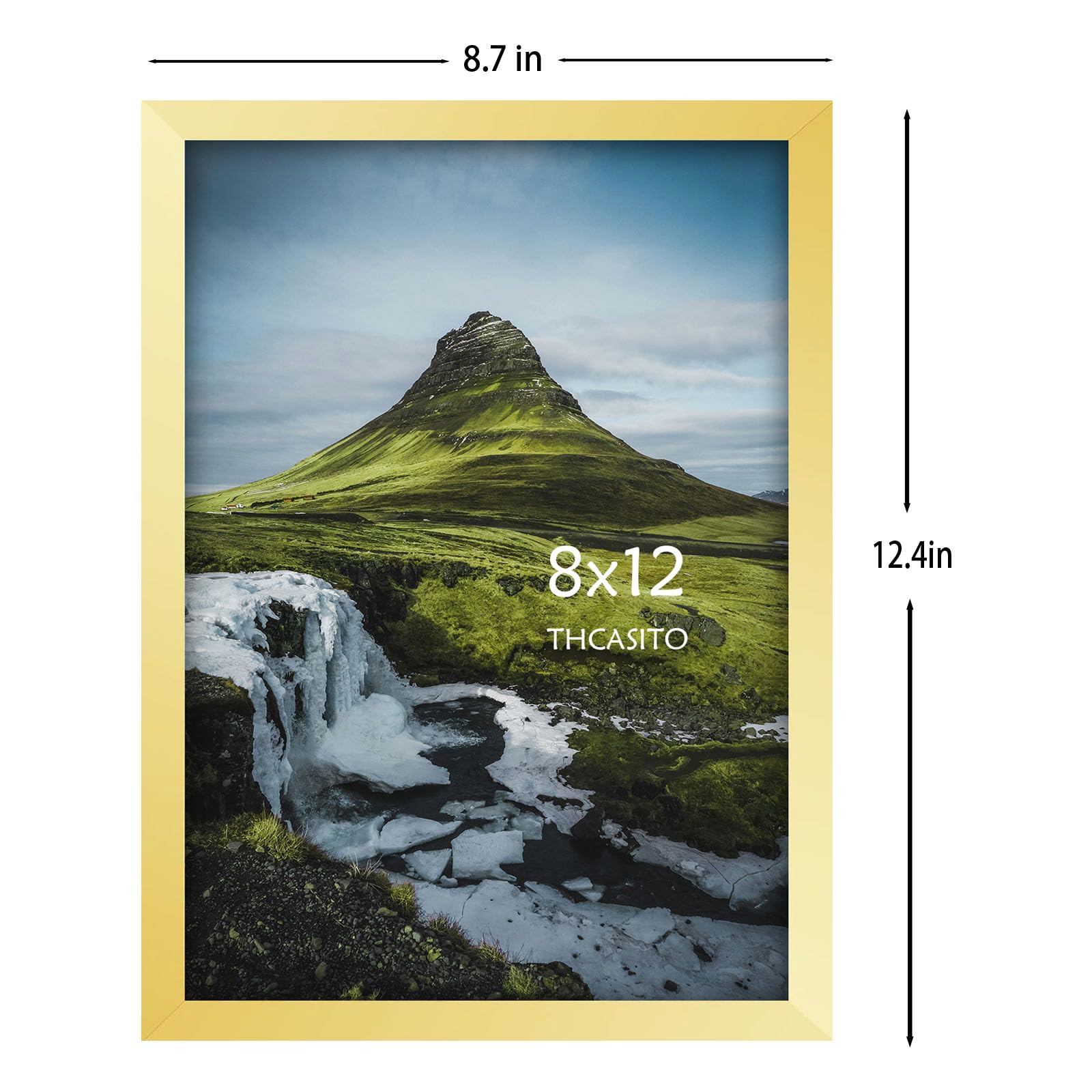 THCASITO Picture Frames 8x12 Gold Photo Frames without Mat for Wall and Tabletop Decor, Set of 2