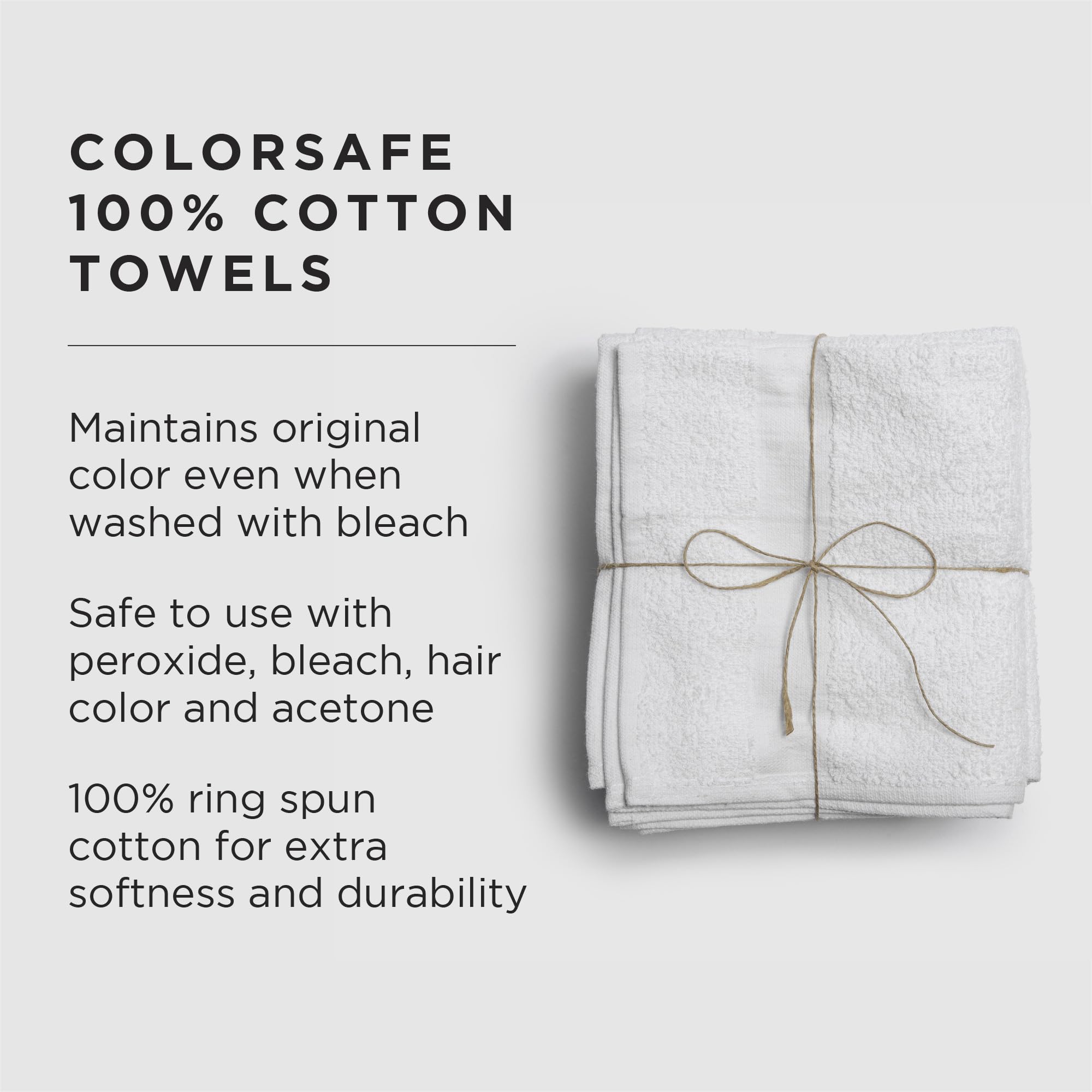 Fromm ColorSafe 100% Cotton Bleach Proof Salon Hair Towels for Hairstylists, Barbers, Spa, Gym in White, 16'' by 29'', 6 count A