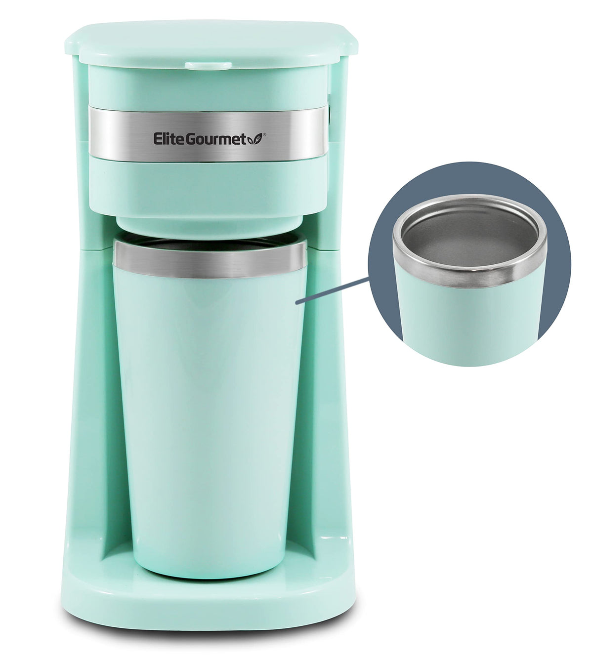 Elite Gourmet Ehc117M Personal Single-Serve Compact Coffee Maker Brewer Includes 14Oz. Thermal Travel Mug With Stainless Steel I