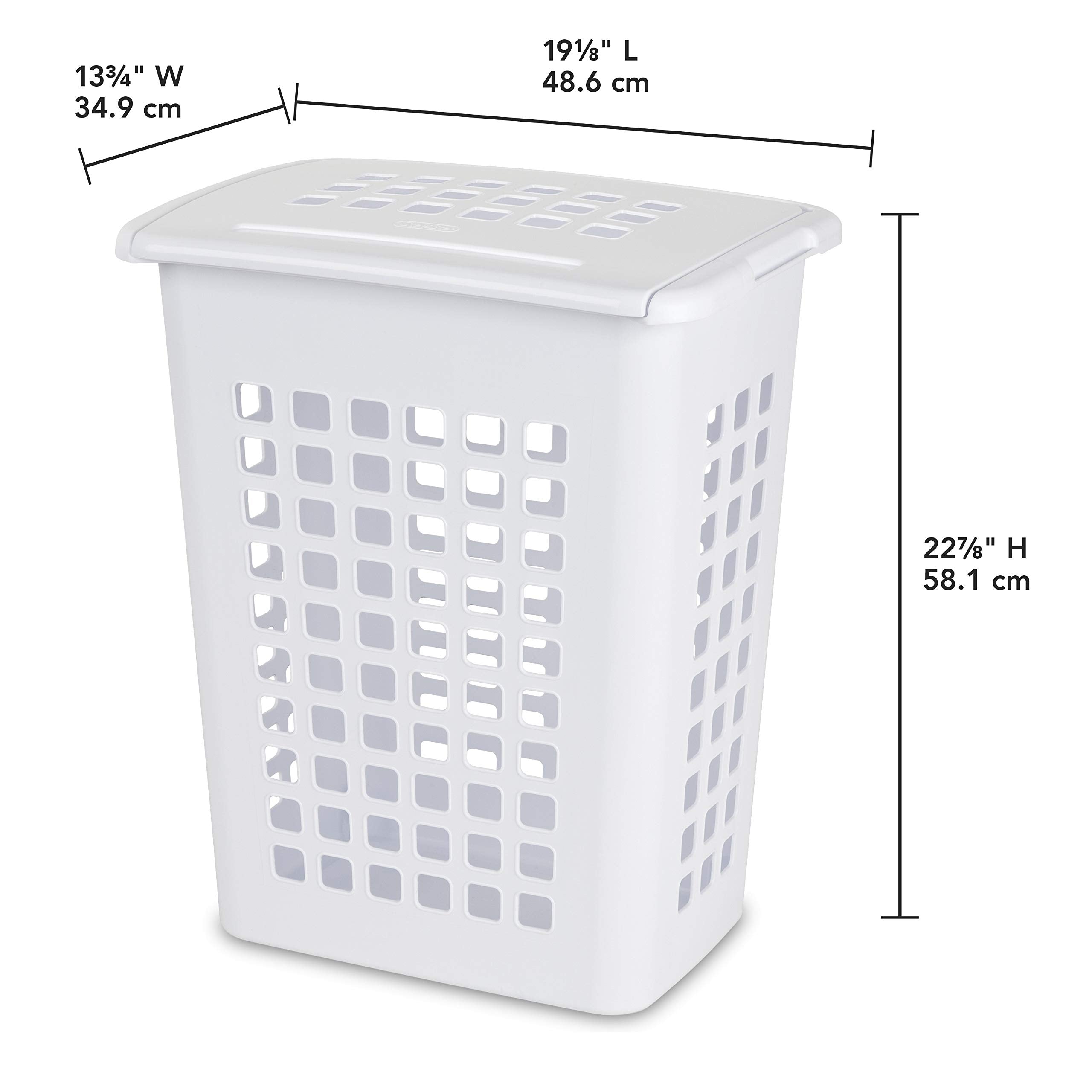 Sterilite Rectangular Lifttop Laundry Hamper With Lid, Handles To Easily Carry Clothes Between The Laundry Room And Bedroom, Pla