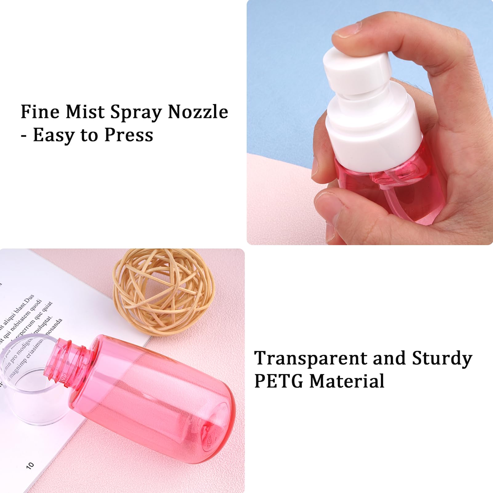 Cosywell Travel Size Spray Bottle Tsa Approved 2Oz 60Ml 3 Pack Leak Proof Fine Mist Spray Bottles Empty Plastic Refillable Mist
