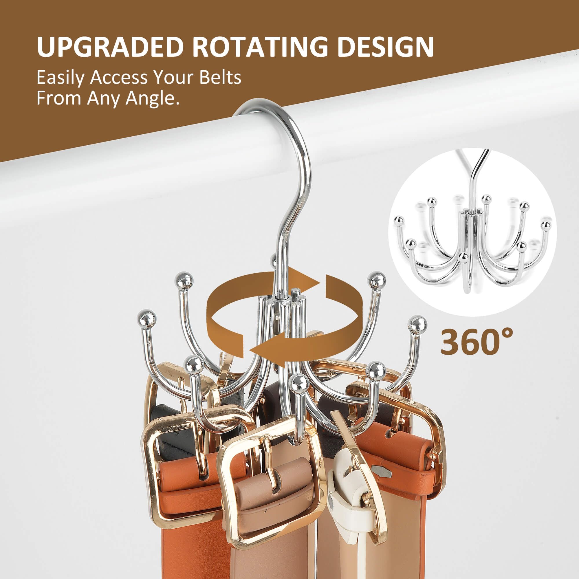 ZEDODIER Belt Hanger  Belt Rack Closet Accessories Organizer  Maximum 24 Storage Capacity  Hanging Holder Storage Hook for Belt  Bra  Tank Top  Tie  Scarf  Purse