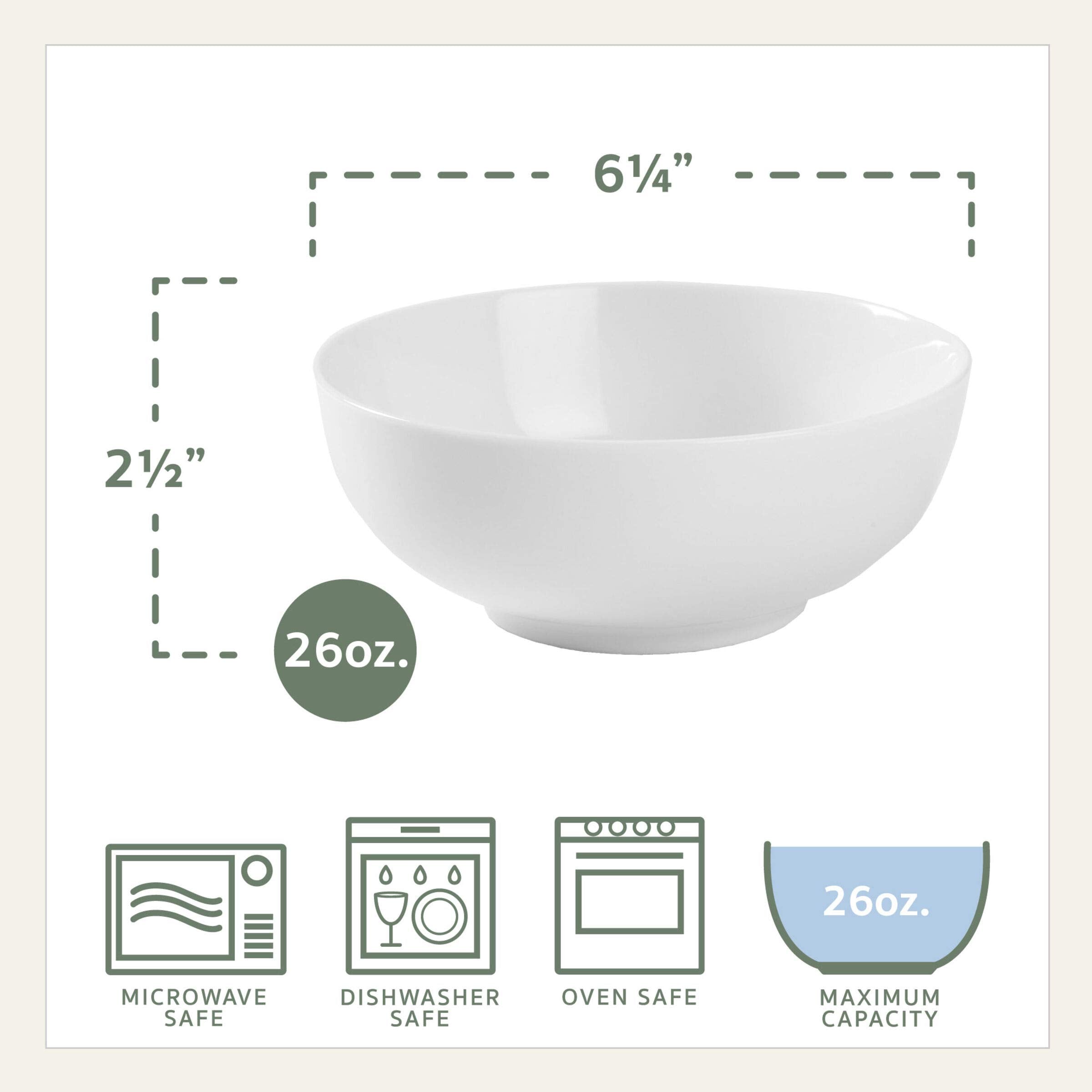 Everyday White Soup Cereal Bowls Set of 4, 26 oz. Porcelain, White - Model 5278211