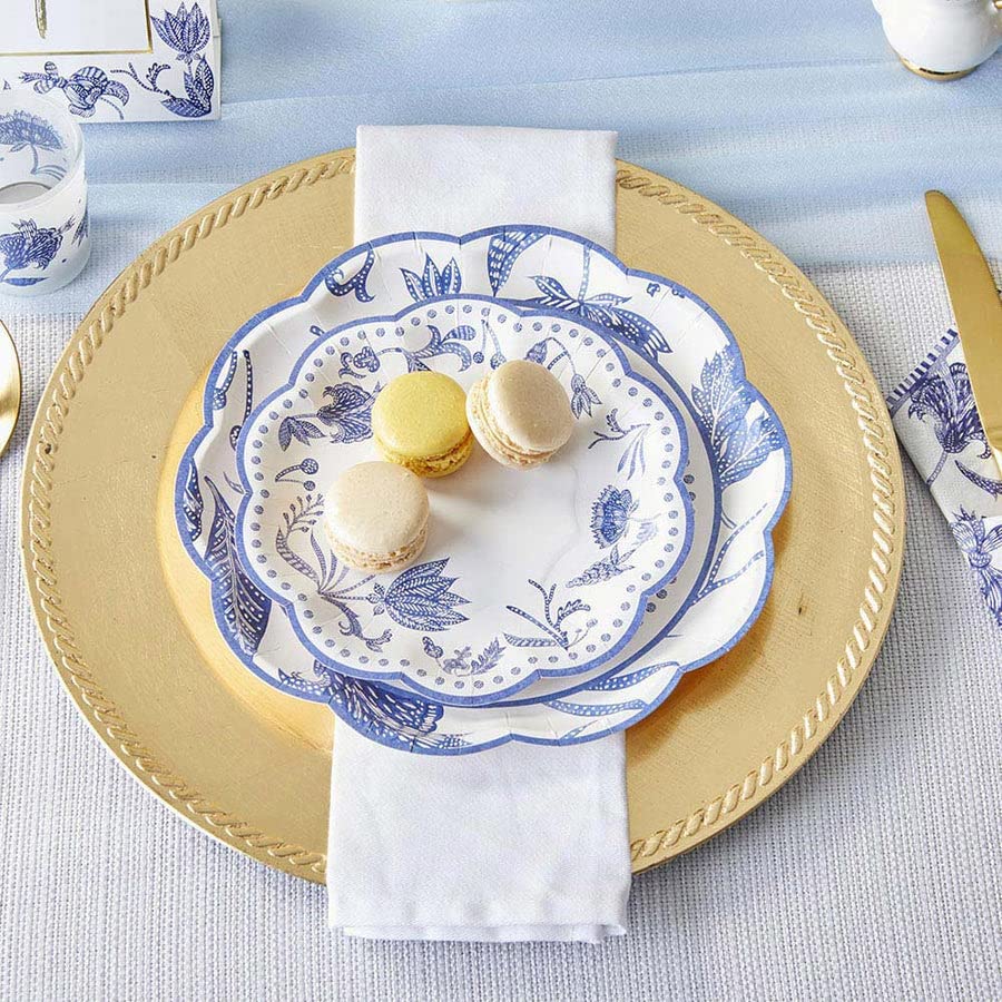 Kate Aspen 32 Pcs Blue Willow Paper Plates, 9 Inch Heavy Duty Disposable Party Plates, Party Supplies Tableware For Birthday, We