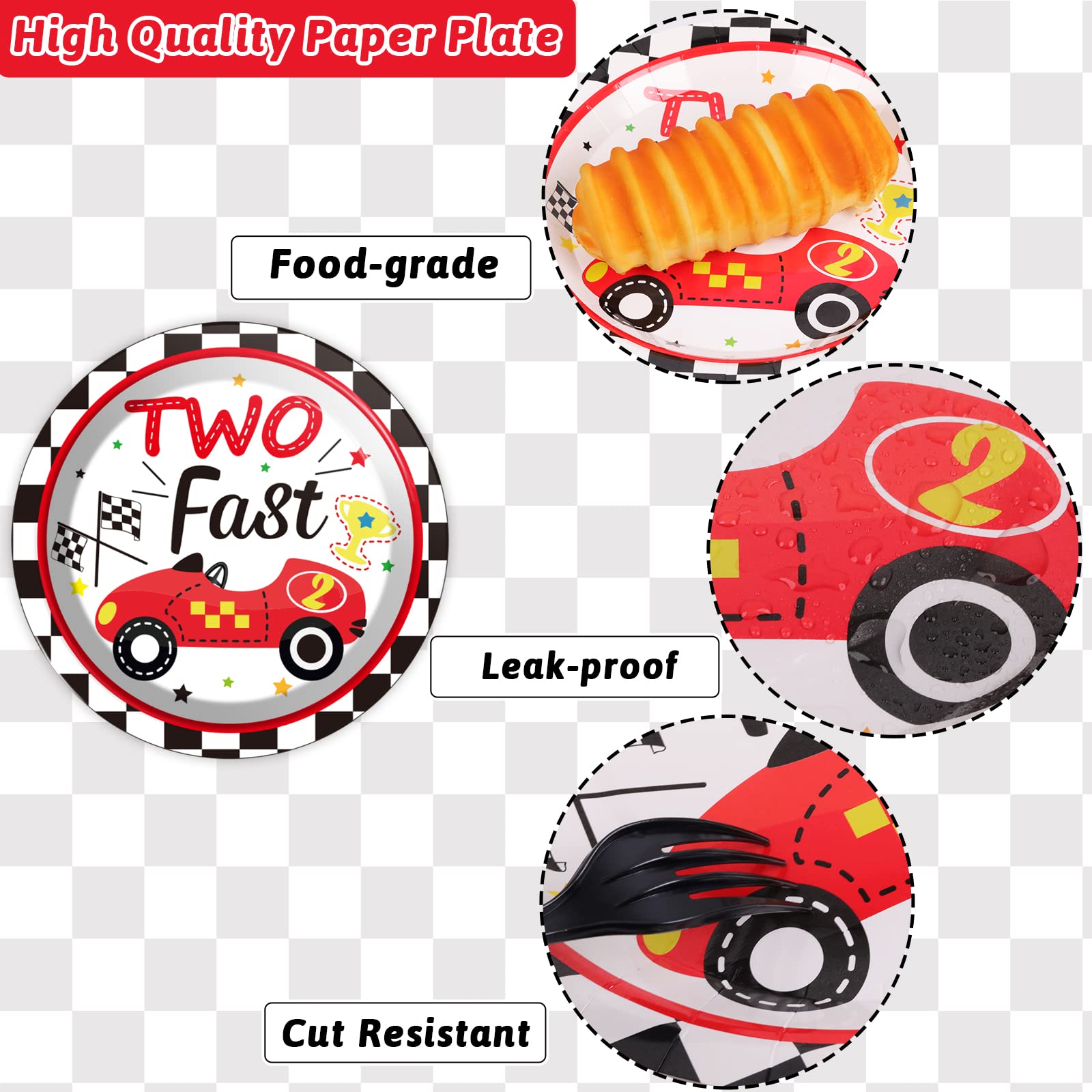 96Pcs Two Fast Plates And Napkins Race Car Party Decorations Racing 2 Fast Party Plates And Napkins Set Racing Sports Themed Din