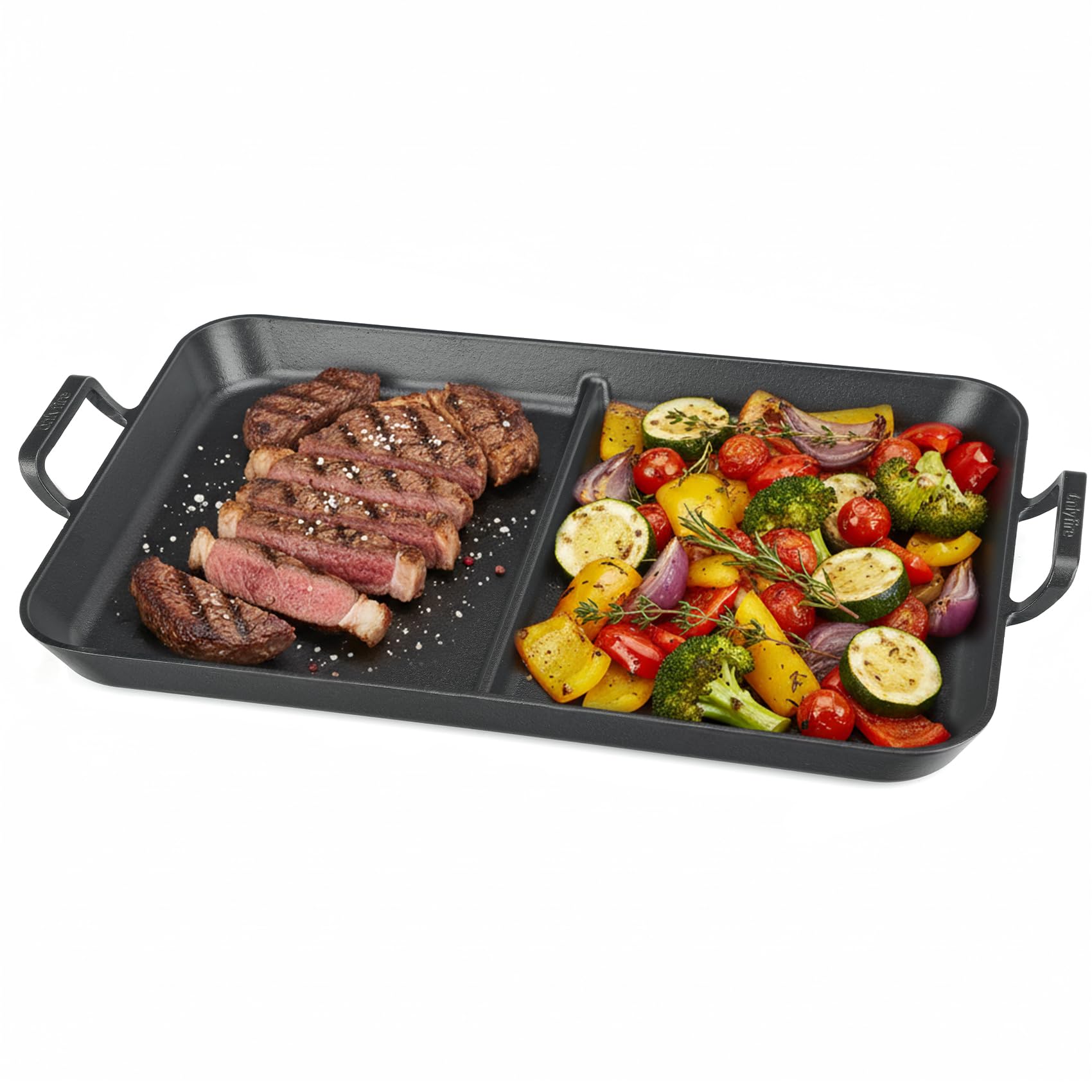 onlyfire PreSeasoned Cast Iron Skillet, 20.4 x 13.3 Griddle Pan