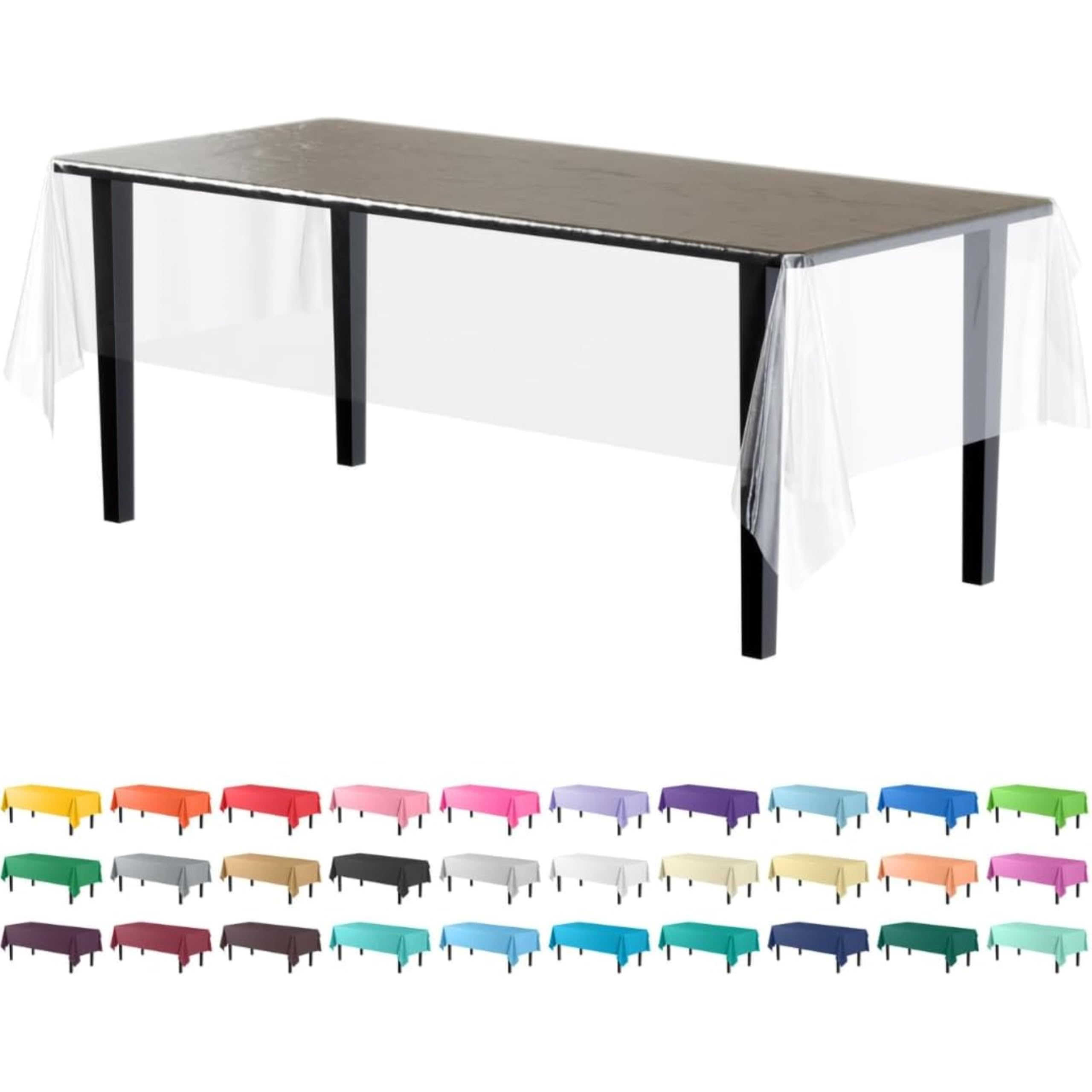 Exquisite 12-Pack Premium Plastic Tablecloth 54In. X 108In. Rectangle Table Cover - Clear
