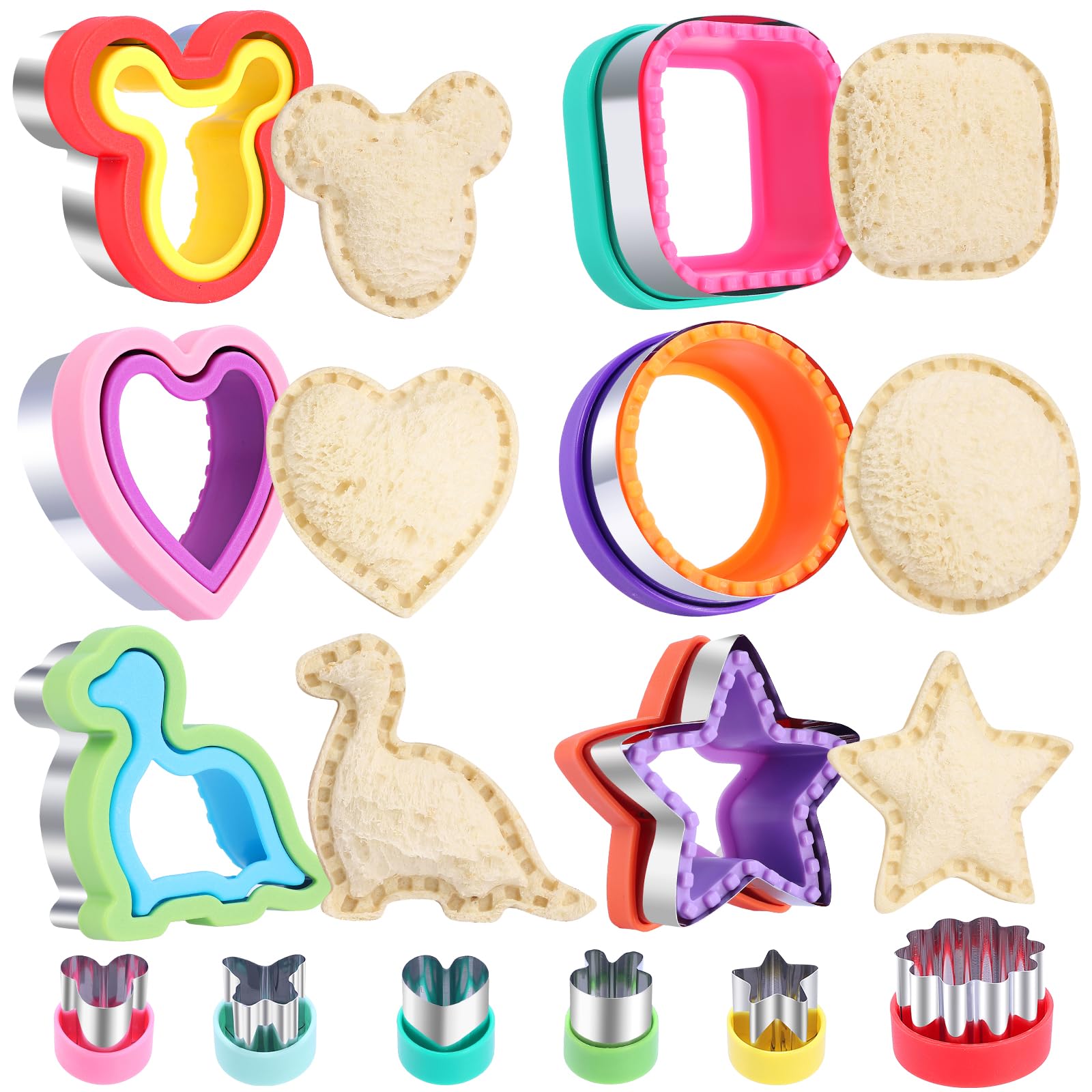 Jaystate 12 Pcs Sandwich Cutter and Sealer Set, Bread Decruster Pancake Maker DIY Cookie Cutters Vegetable Cutter Shapes for Kid