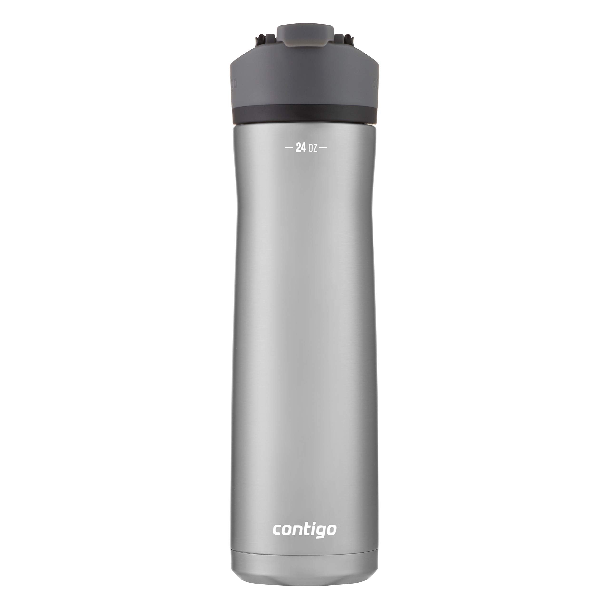 Cortland Chill 2.0 Vacuum-Insulated Stainless Steel Water Bottle, Spill-Proof Sip Technology, Interchangeable Lid, 24Oz, Steel/L