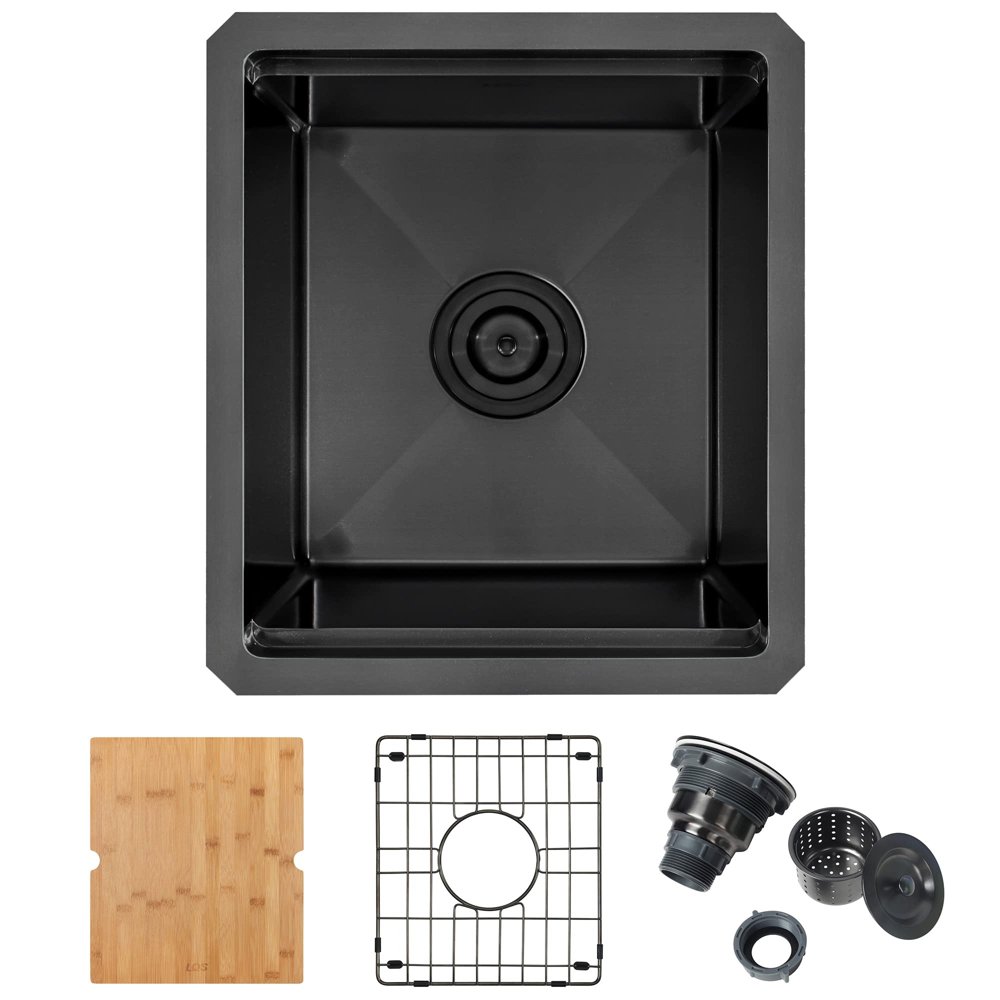 Lqs Black Undermount Bar Sink, Rv Sink, Handmade Stainless Steel Bar Sink 15'' X 17'', 16 Gauge Workstation Sink, Small Single B