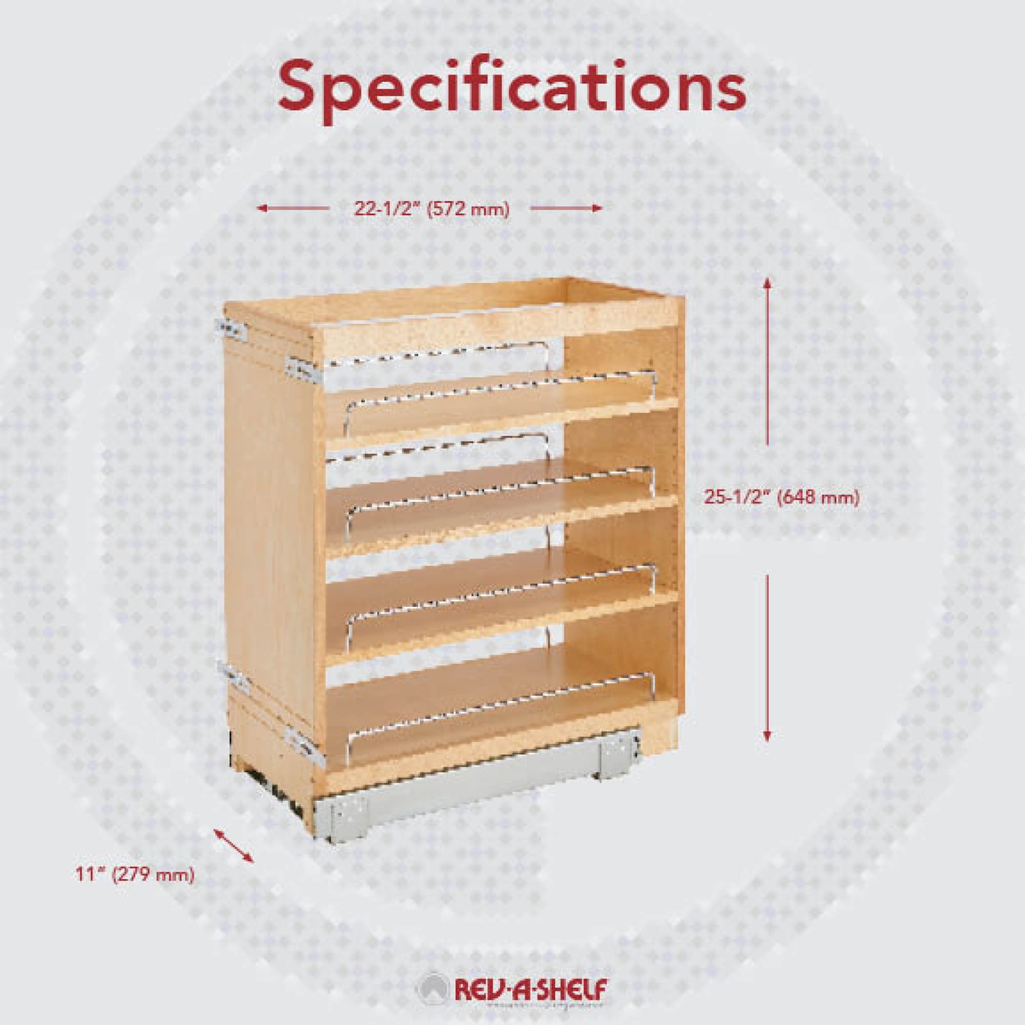 Rev-A-Shelf 11'' Pull Out Kitchen Cabinet Storage Organizer Slide Out Pantry Spice Rack With Adjustable Shelves For 11.5'' W Cab