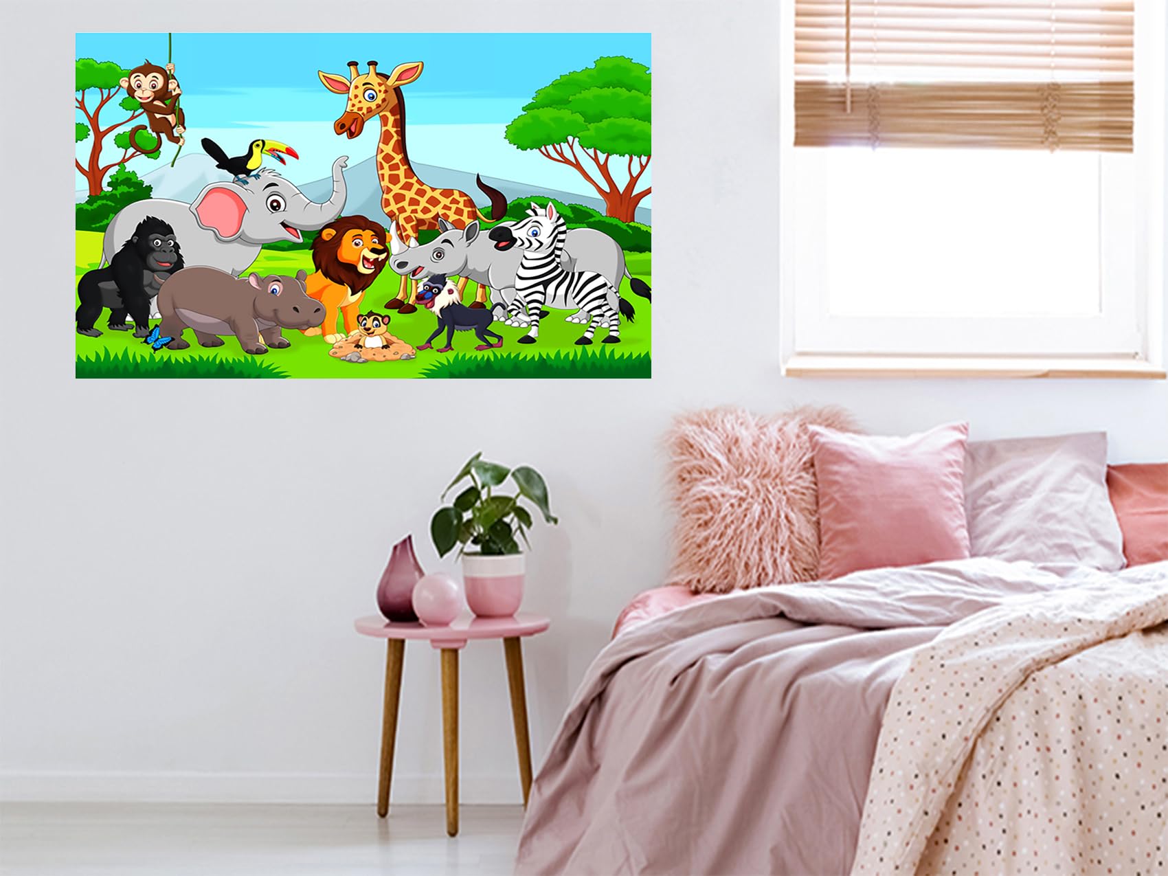 My D Square Cartoon Poster, Beautiful Animals Wall Paper For Kids School Living Room Bedroom Size 60 X 90 Cm Self Adhesive Vinyl