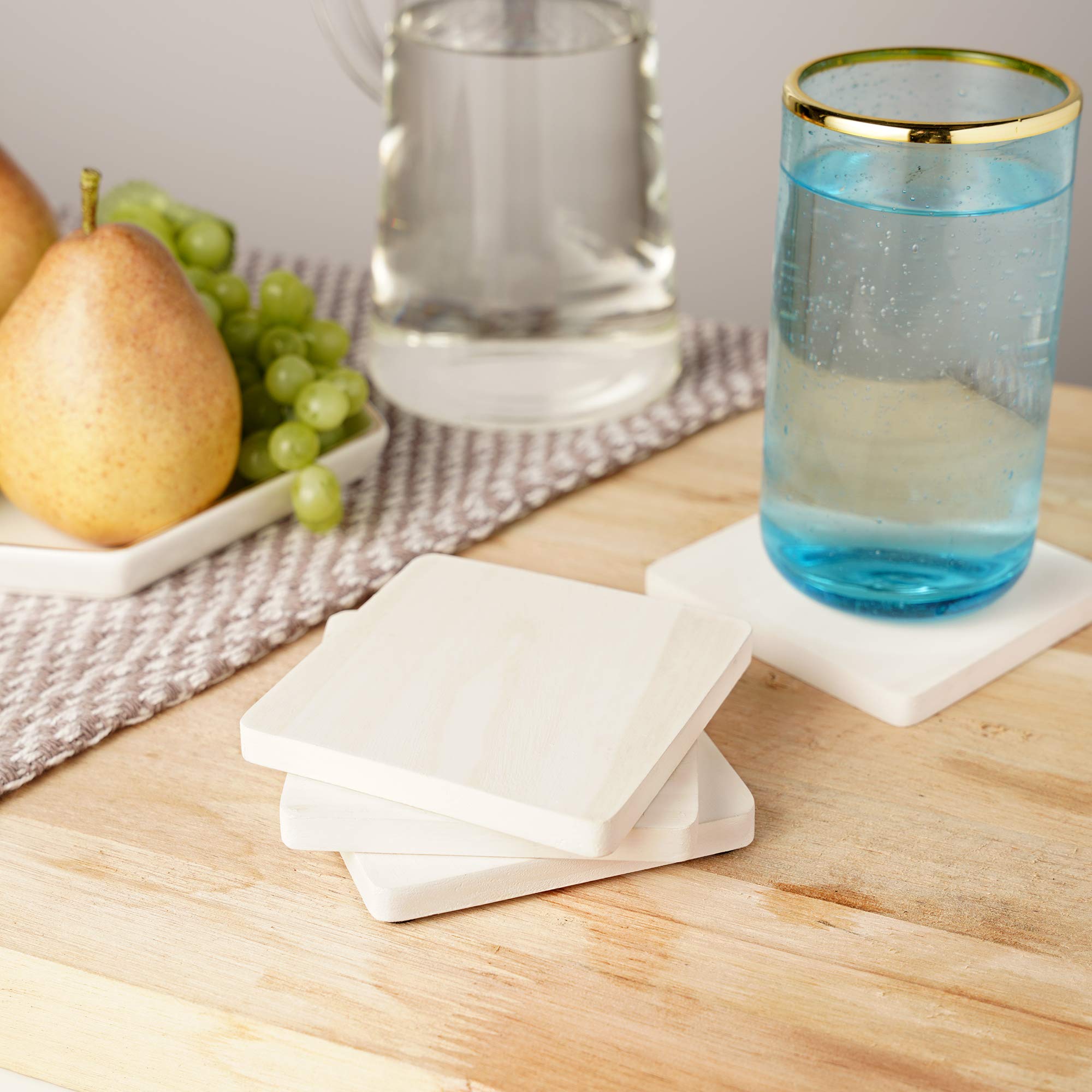 Twine Whitewash Coasters, White