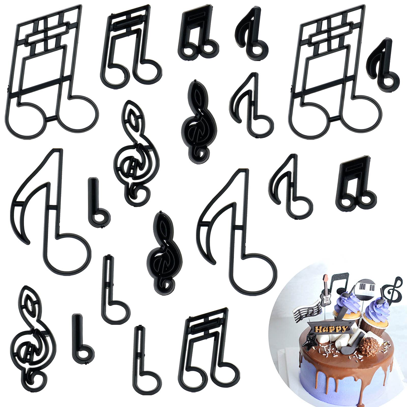 20 Pcs Music Theme Fondant Cookie Cutters Set For Anniversary Bridal Engagement Cake Decorating Diy Sugar Craft Cutting Tool